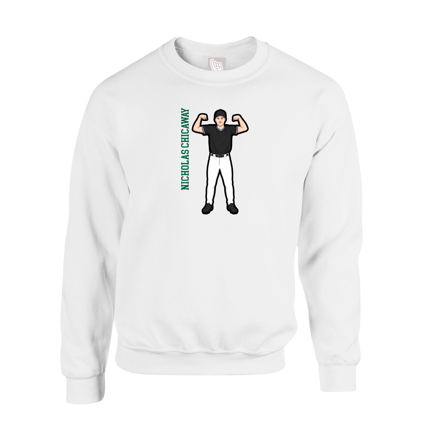 Fleece Crew — Name Vertical in White