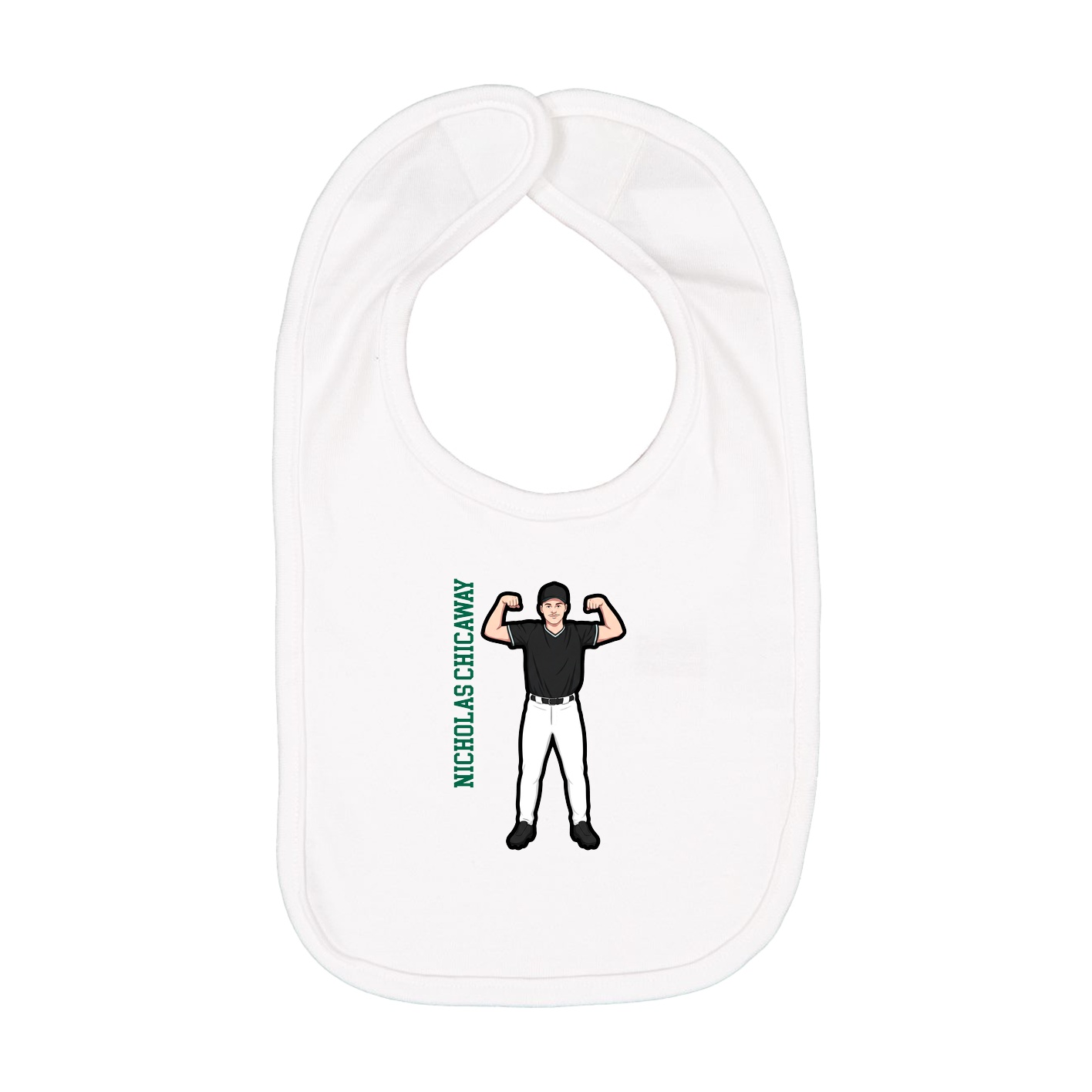 Infant Bib — Name Vertical in White