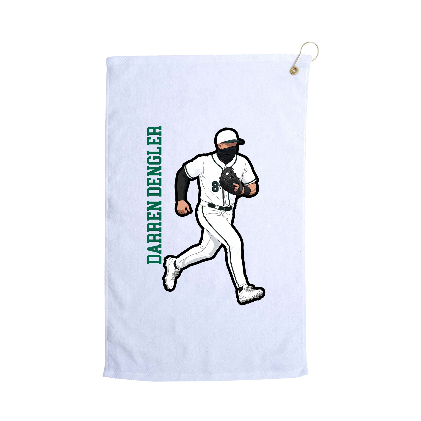 Golf Towel — Name Vertical in White