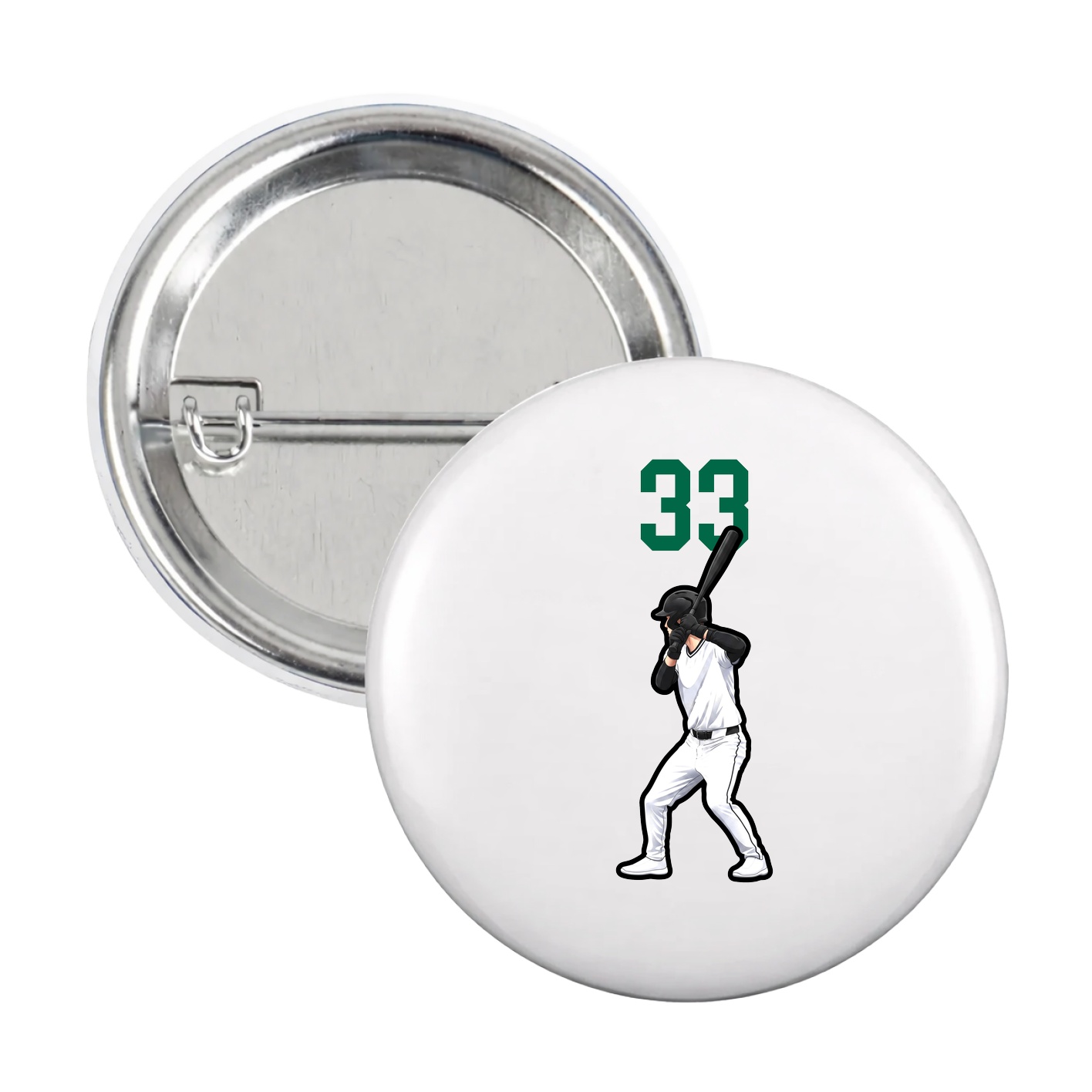Game Day Button — Number Top in White