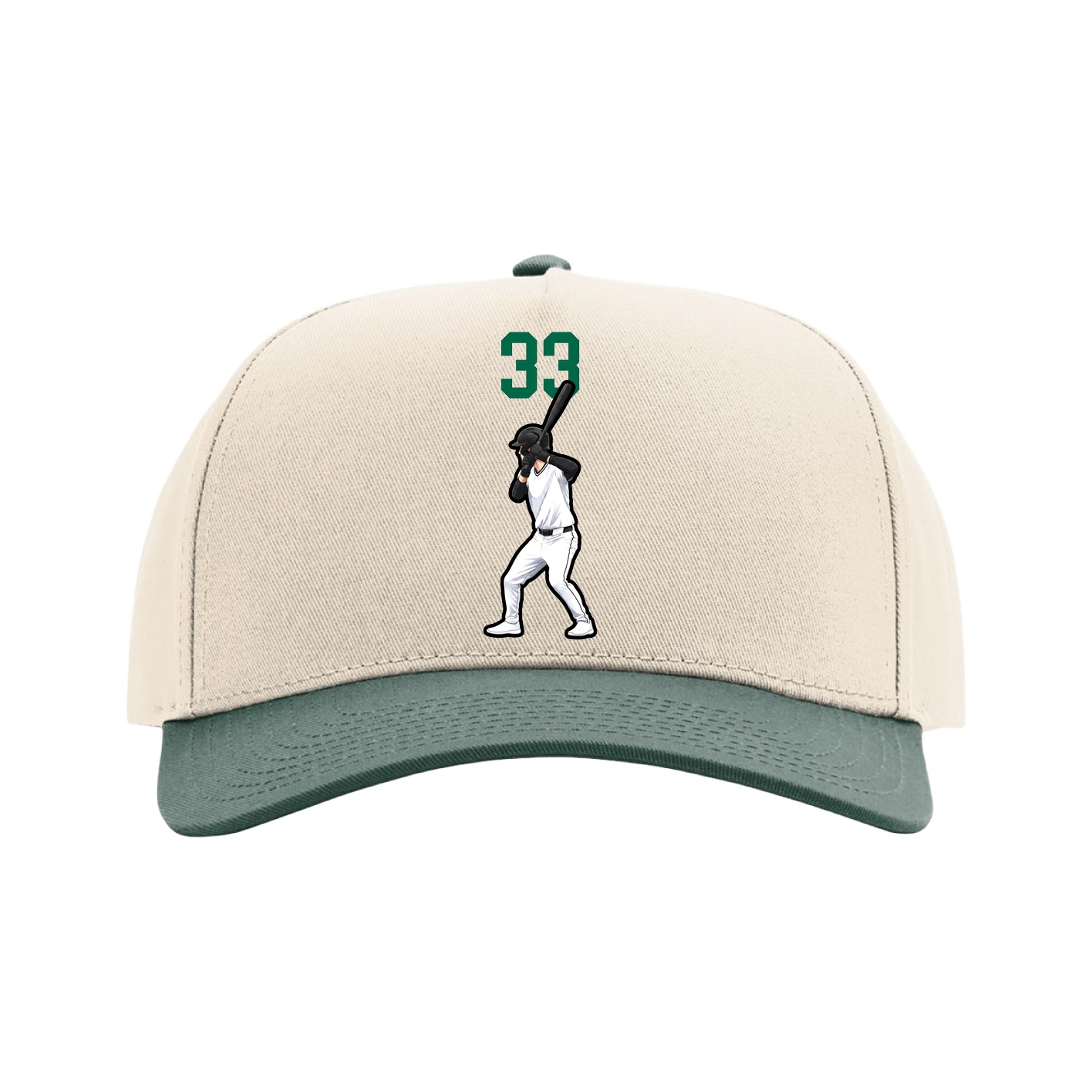 Full Fabric Five-Panel Champ Cap — Number Top in Cream/Green
