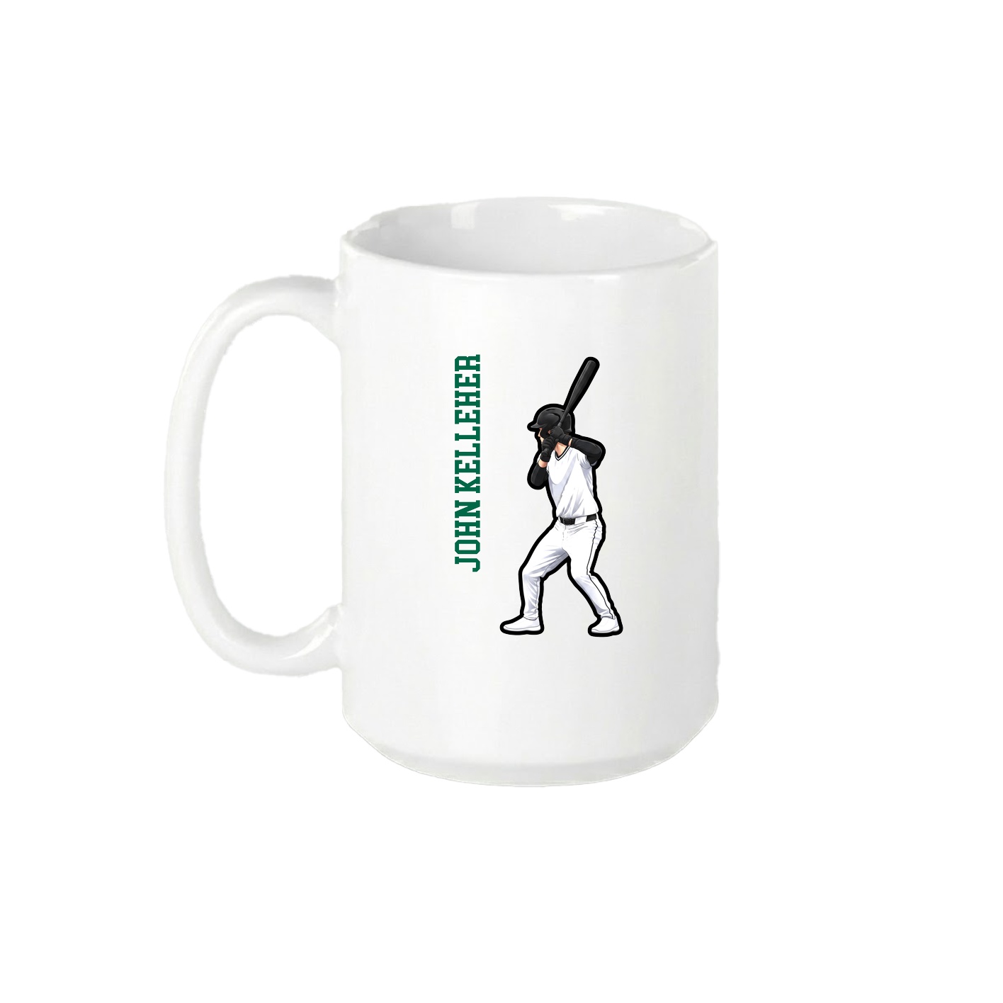 15oz Coffee Mug — Name Vertical in White