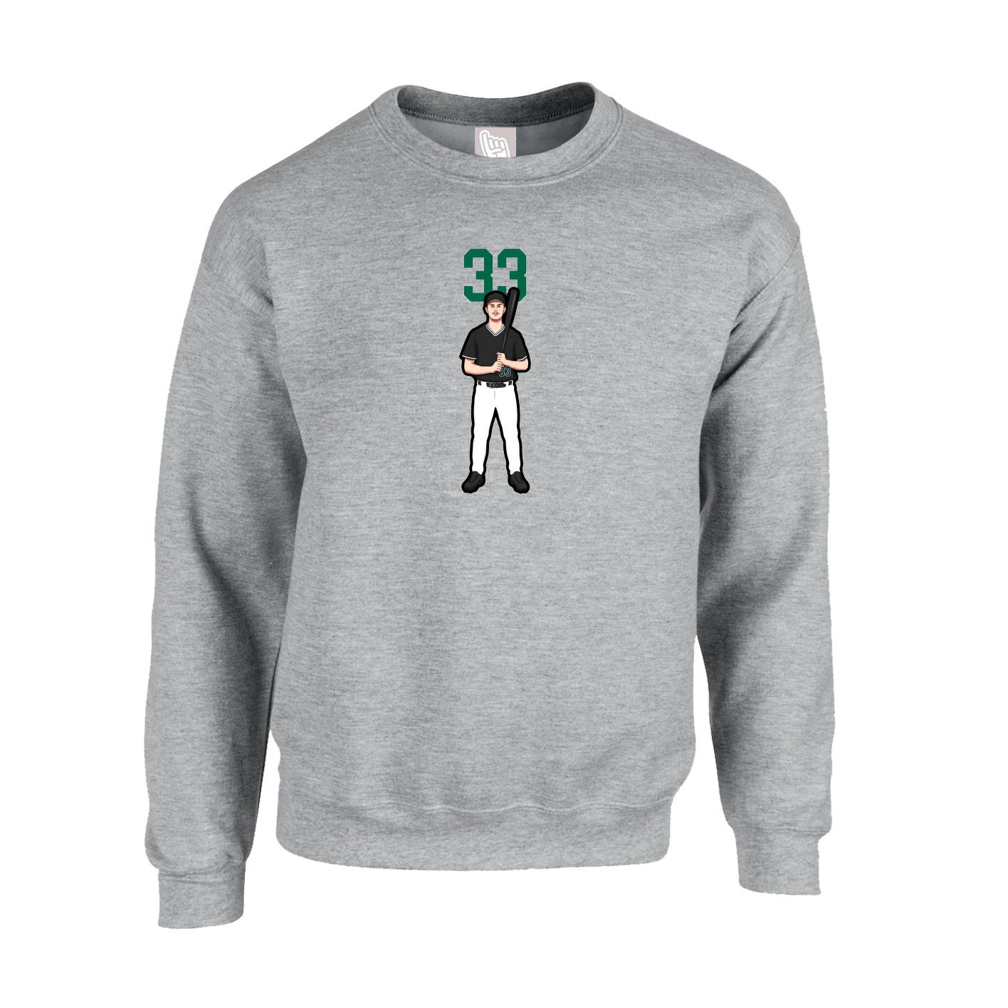 Fleece Crew — Number Top in Grey