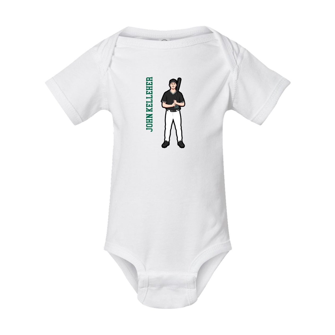 Baby Onesie — Name Vertical in White