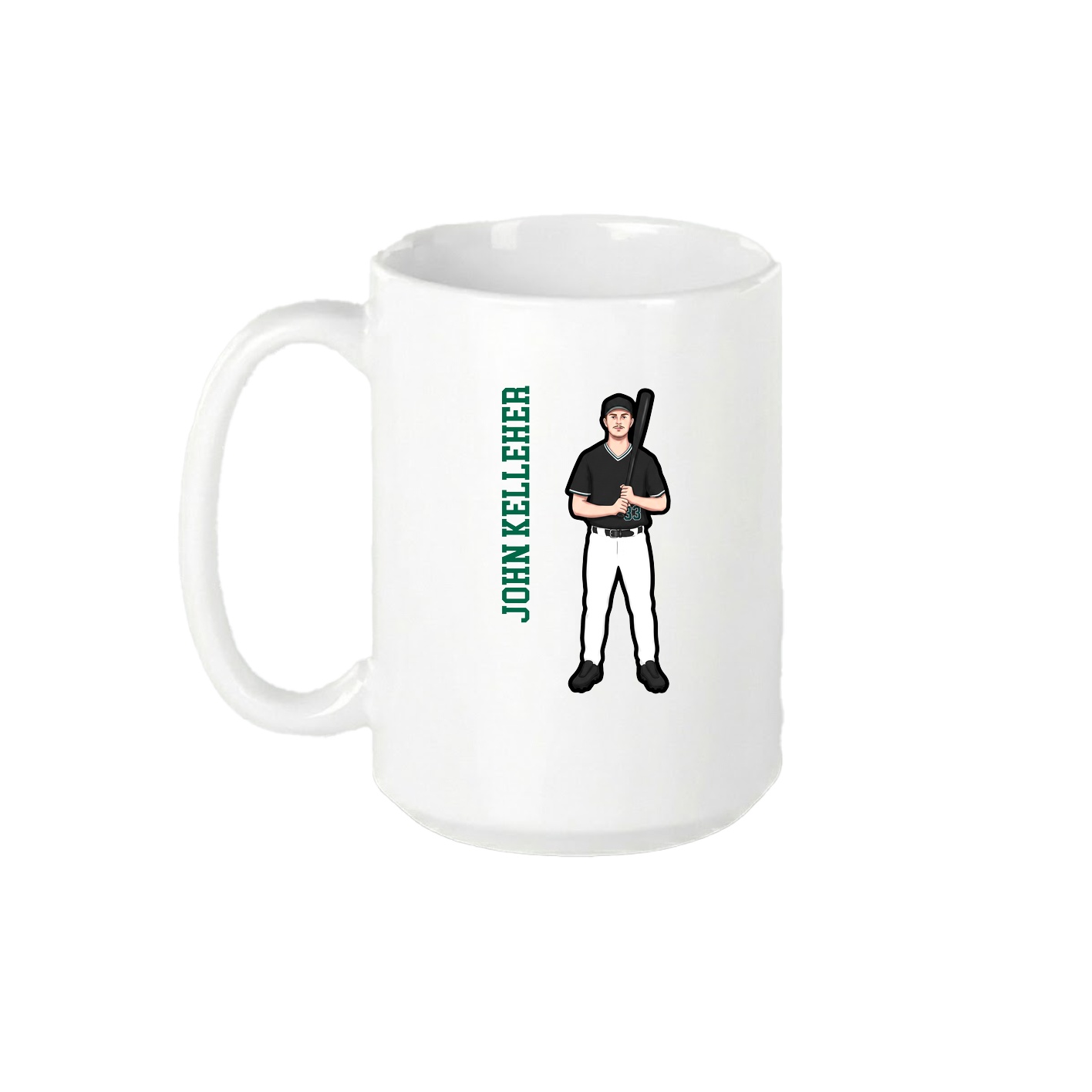 15oz Coffee Mug — Name Vertical in White