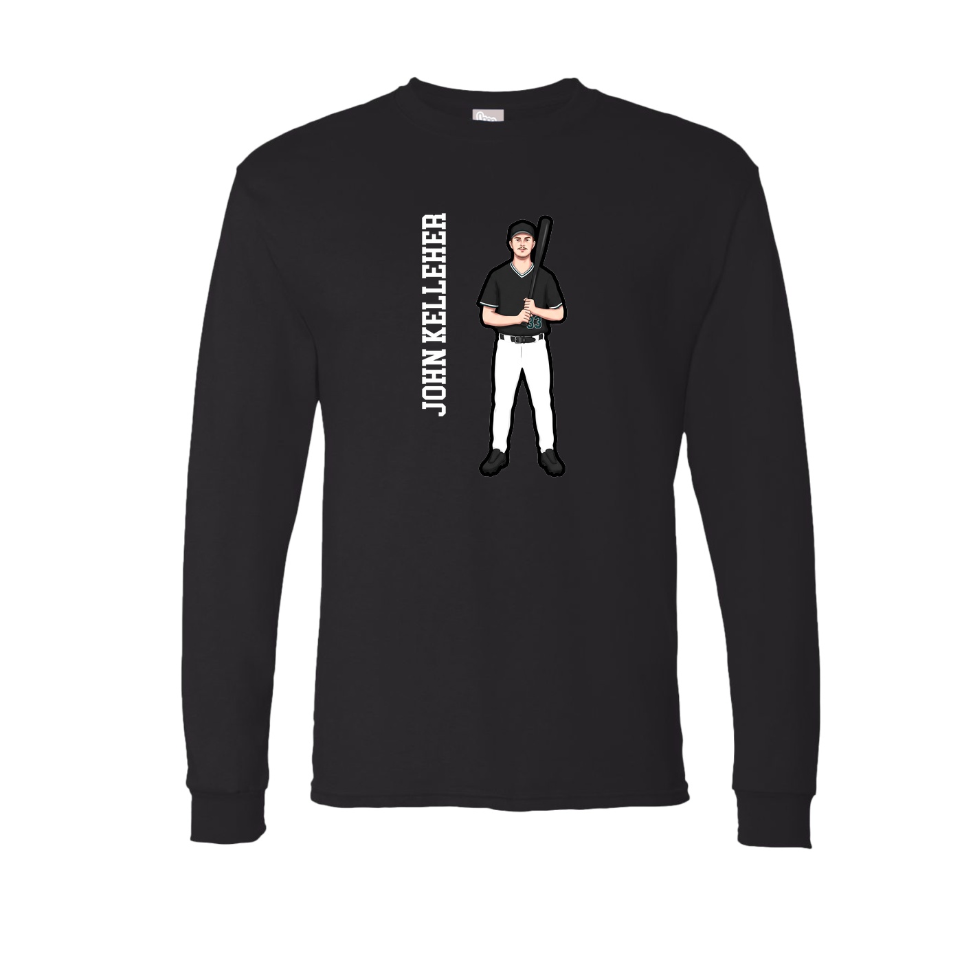 Long Sleeve Tee — Name Vertical in Black