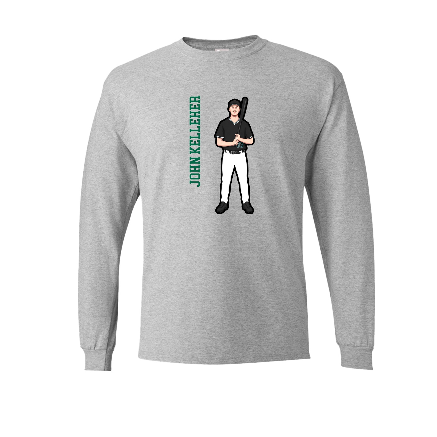 Long Sleeve Tee — Name Vertical in Grey