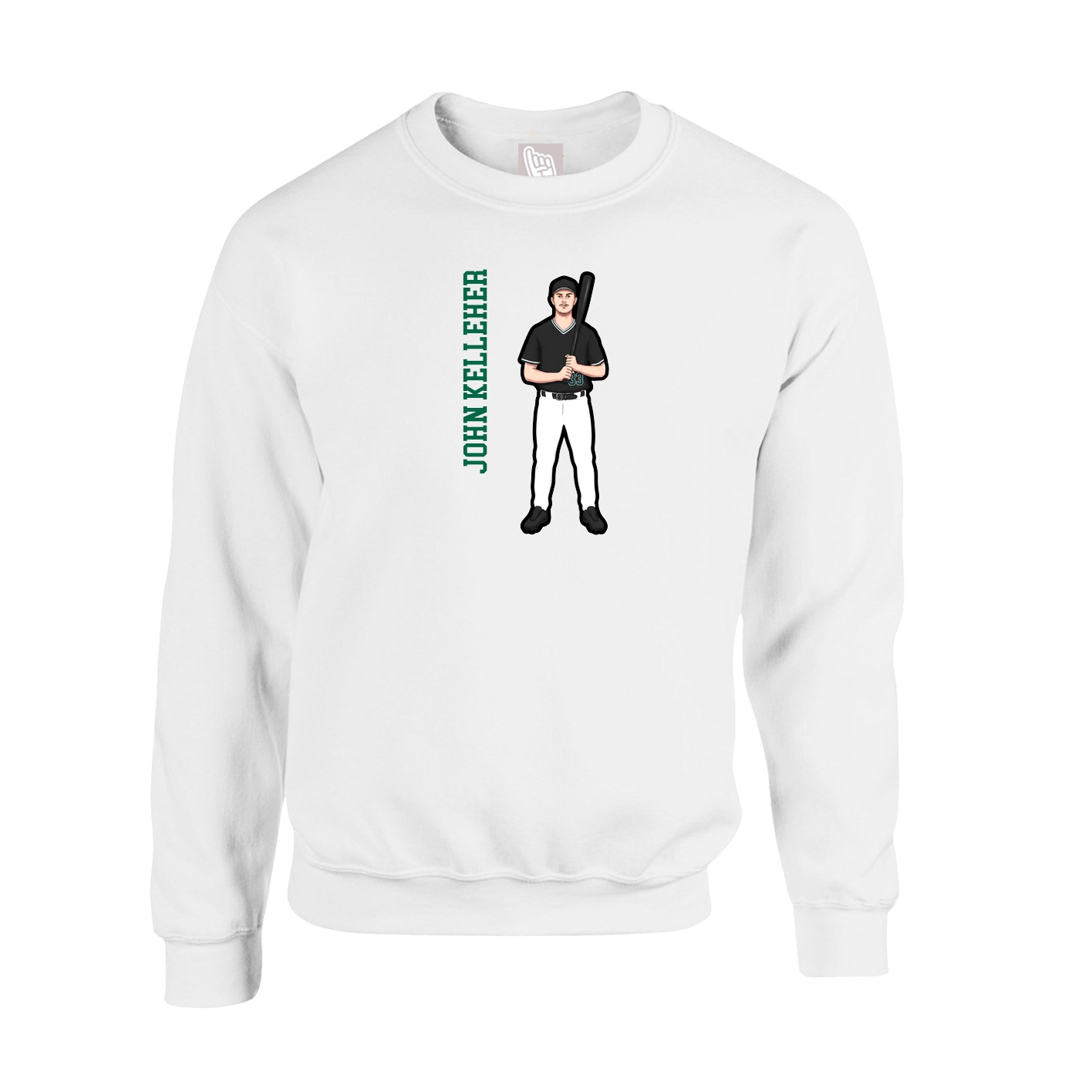 Fleece Crew — Name Vertical in White