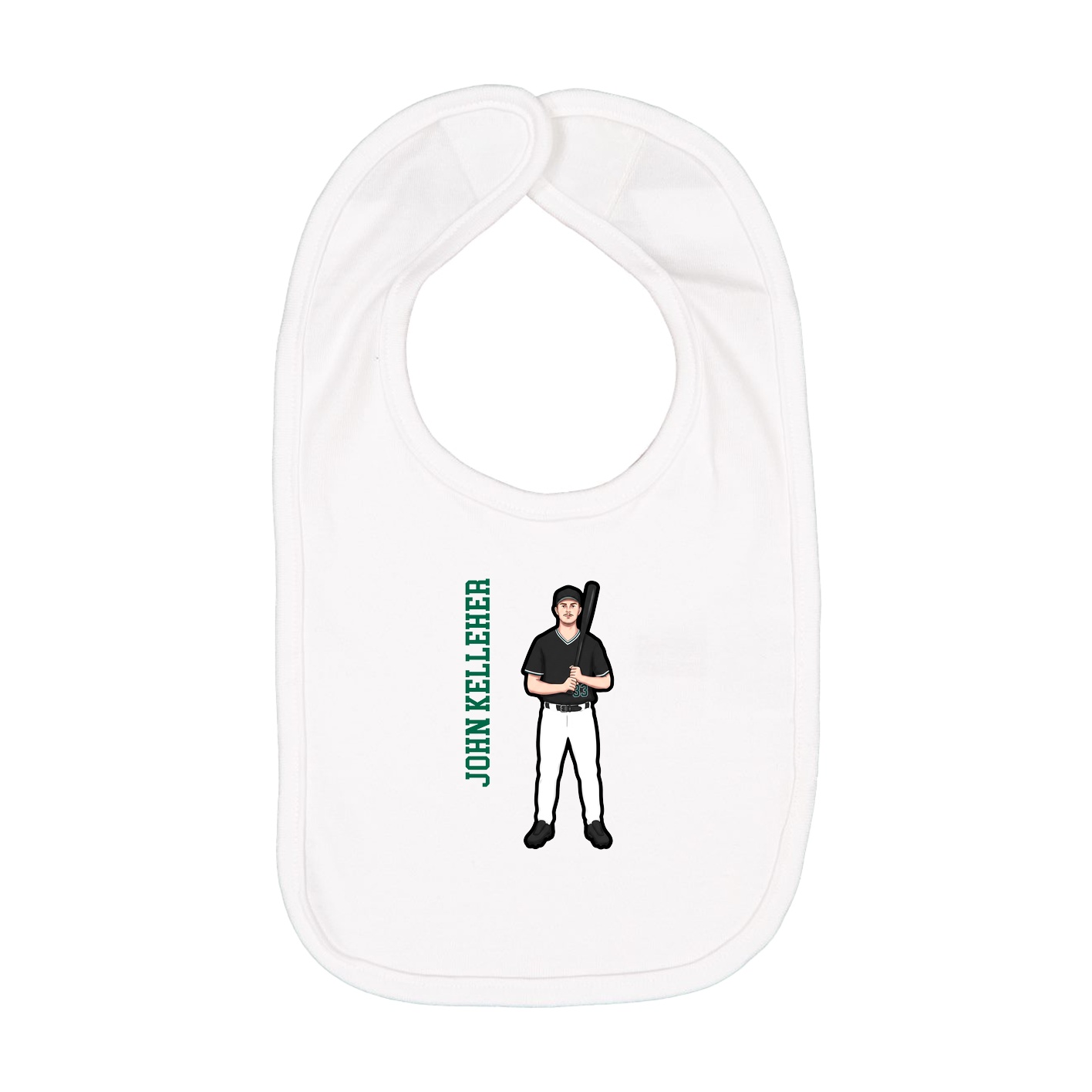 Infant Bib — Name Vertical in White