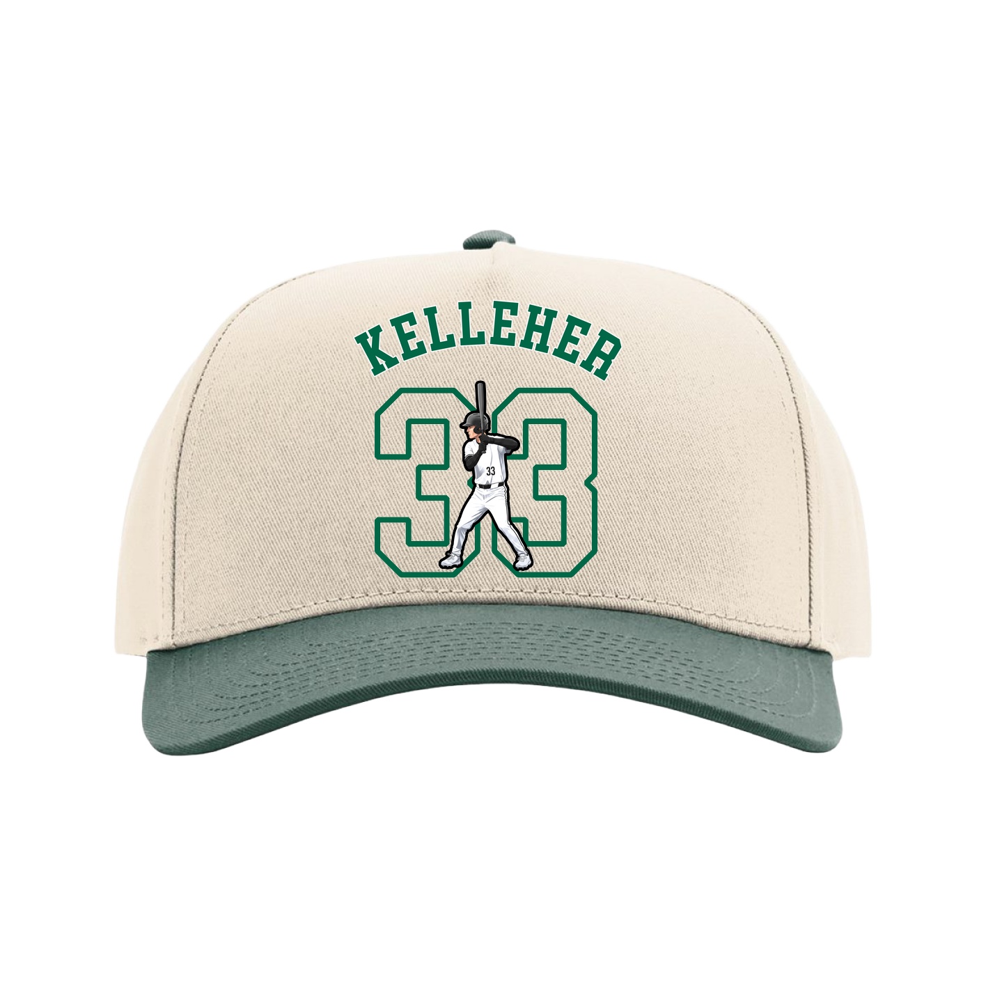 Full Fabric Five-Panel Champ Cap — Shirsey Arch in Cream/Green