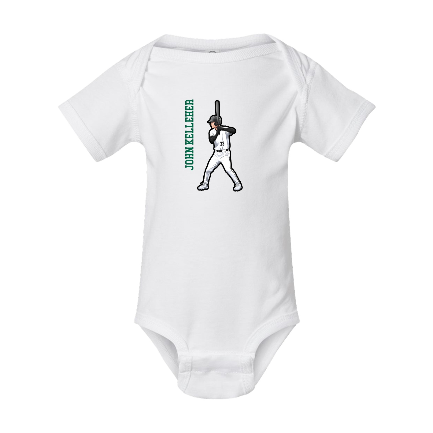 Baby Onesie — Name Vertical in White