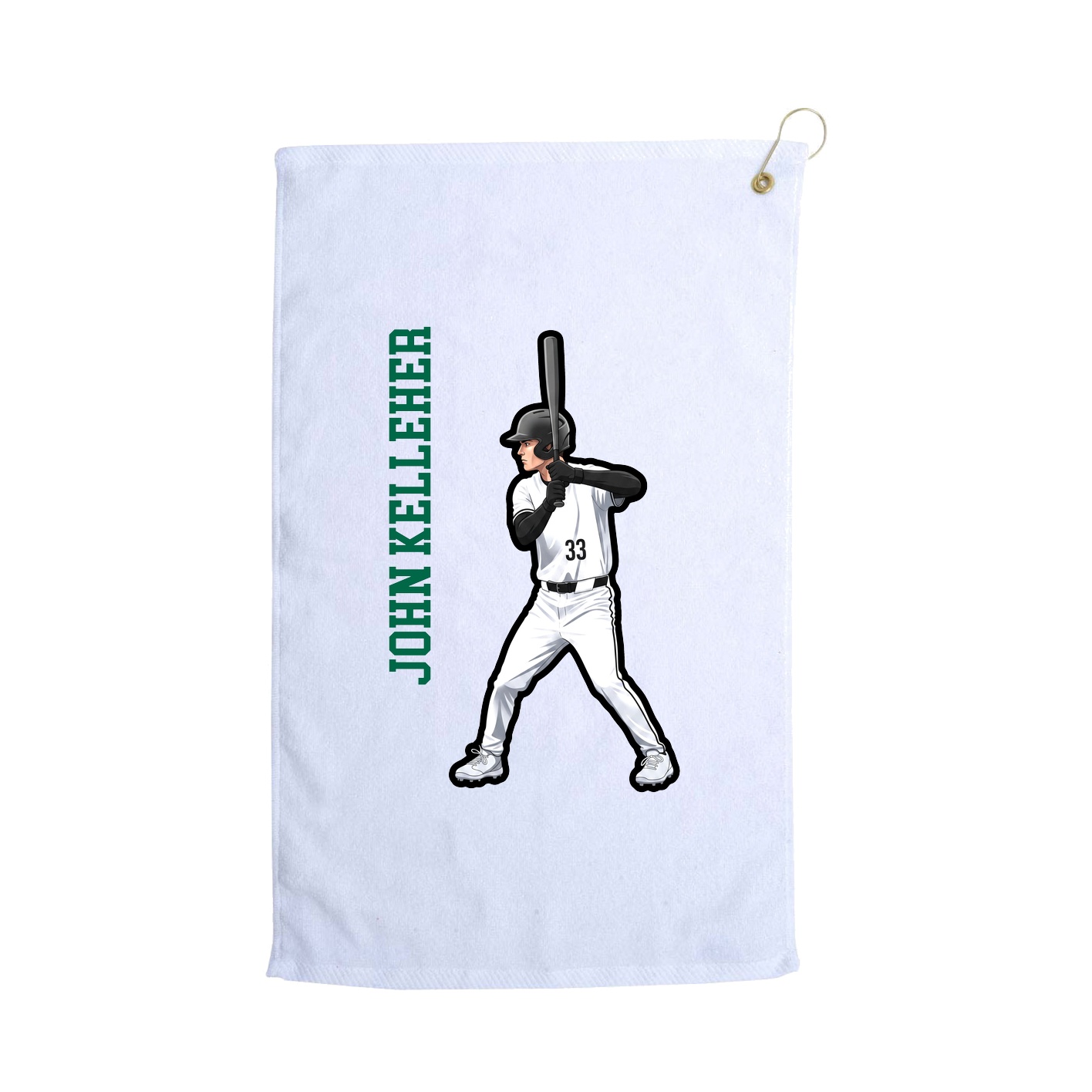Golf Towel — Name Vertical in White