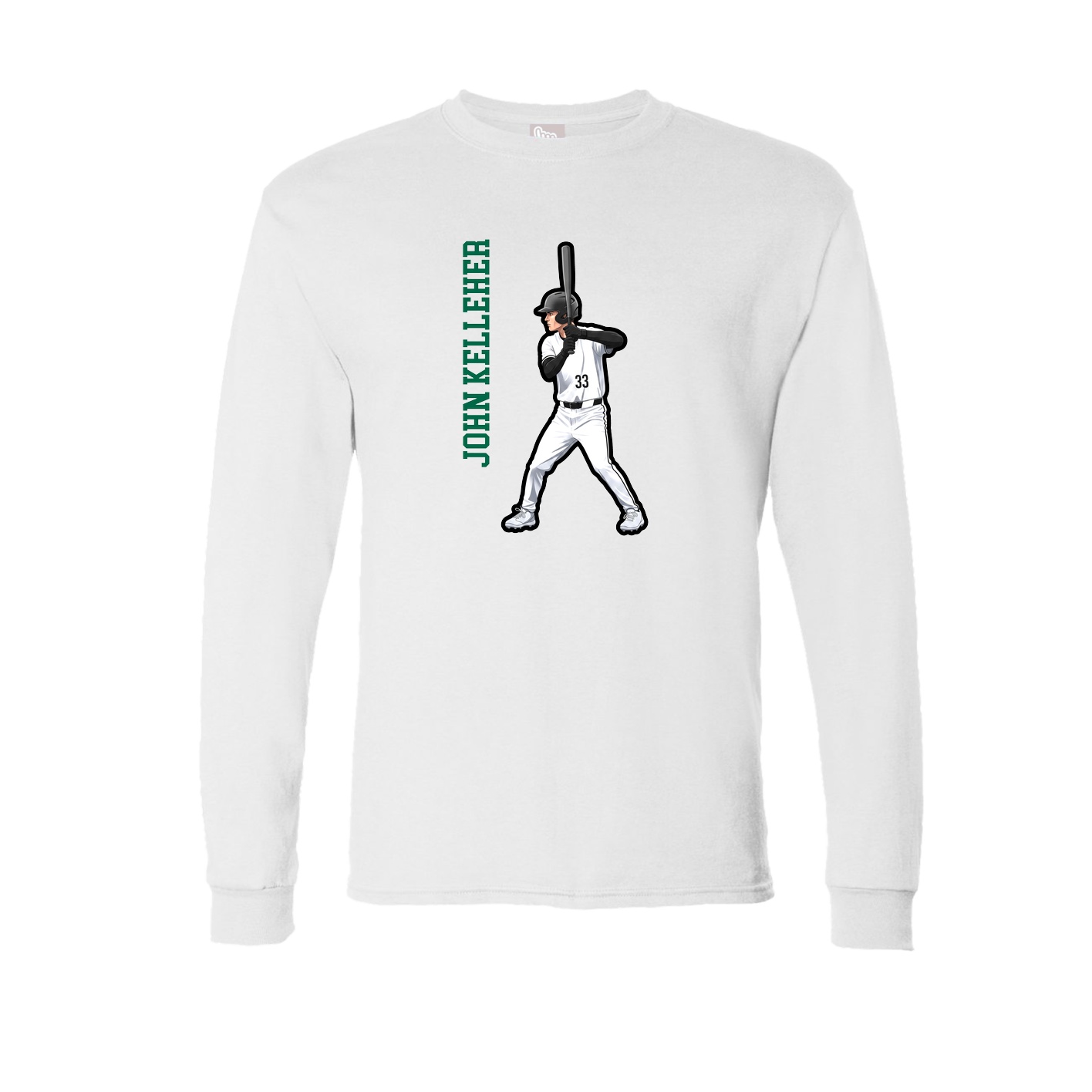 Long Sleeve Tee — Name Vertical in White