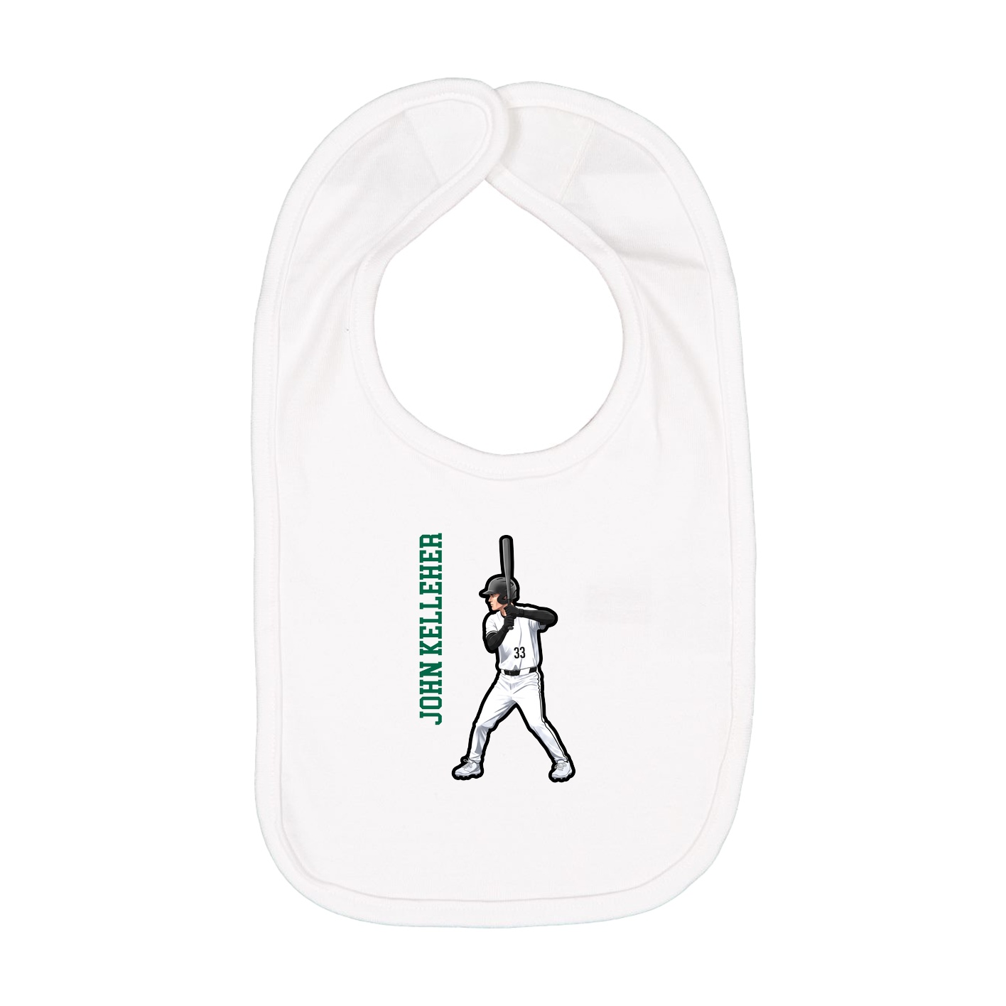Infant Bib — Name Vertical in White
