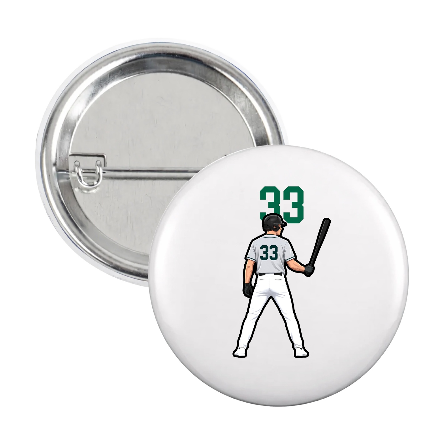 Game Day Button — Number Top in White