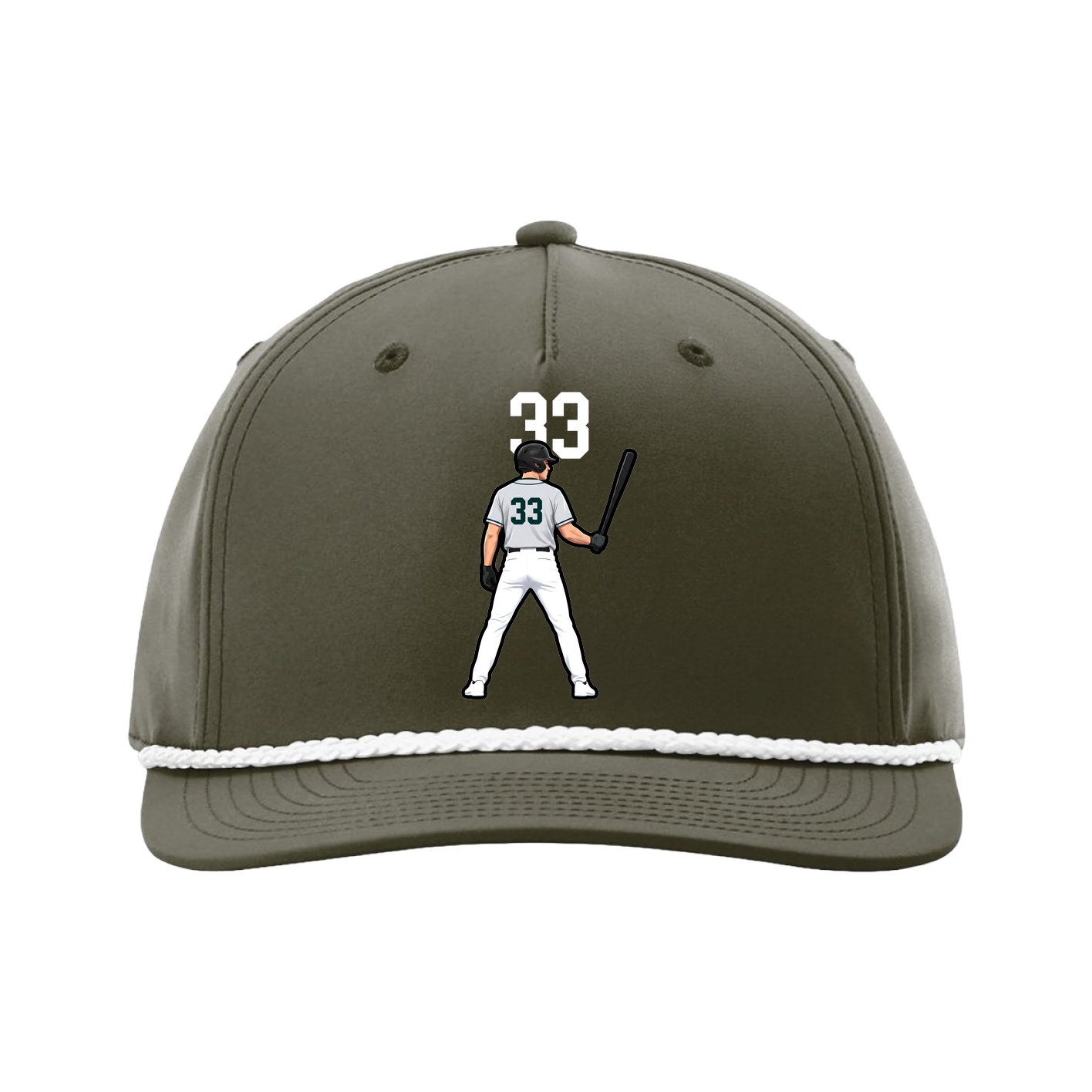 Five-Panel Classic Rope Cap — Number Top in Green
