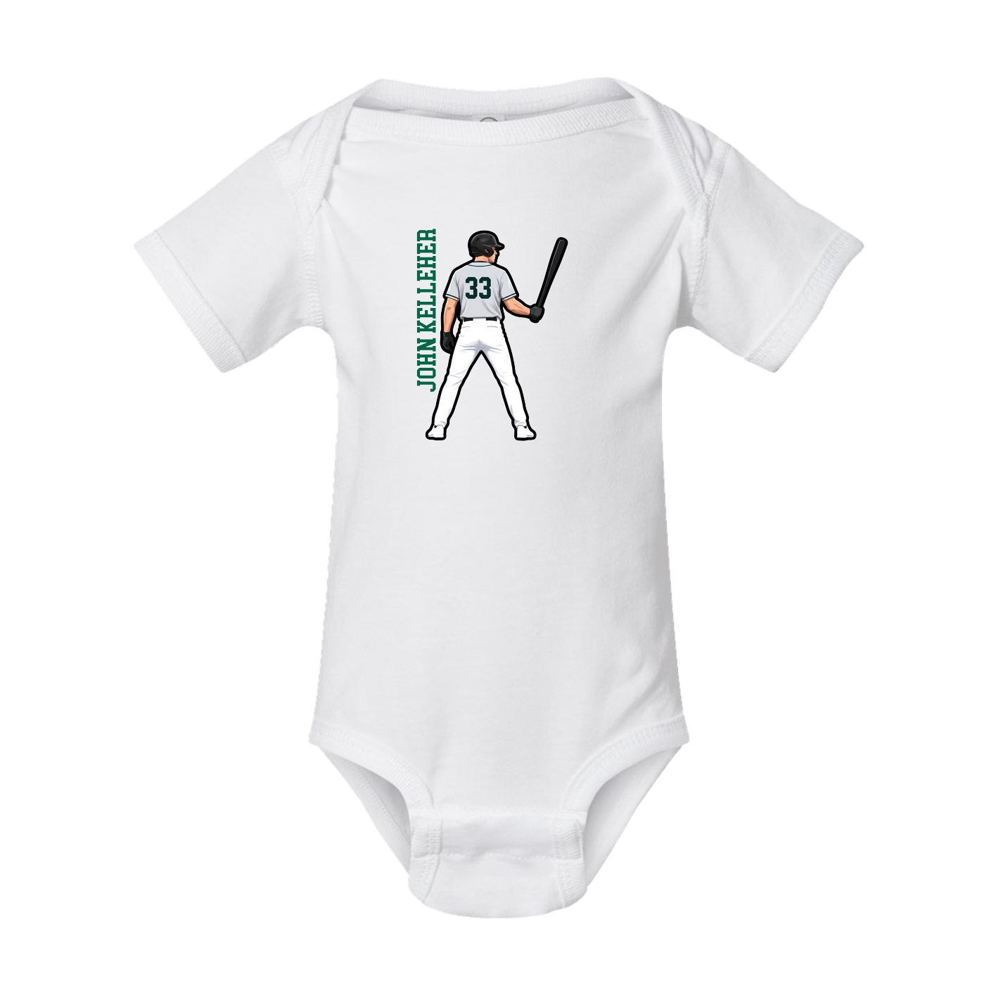 Baby Onesie — Name Vertical in White