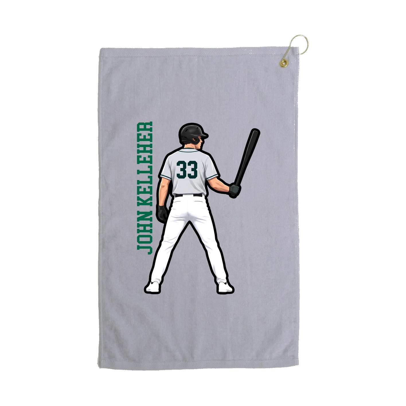 Golf Towel — Name Vertical in Grey