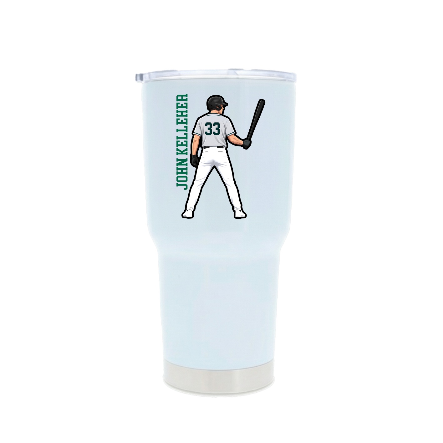 30oz Stainless Steel Tumbler — Name Vertical in White