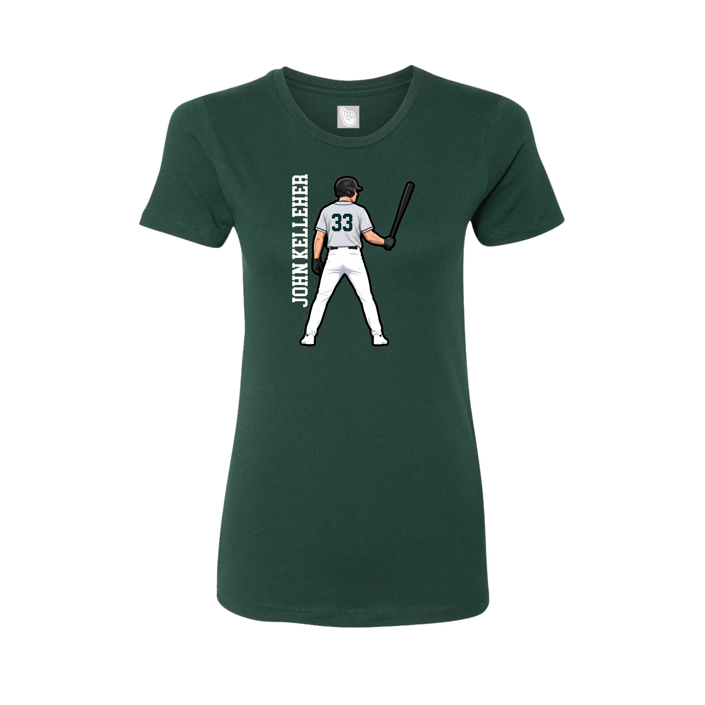 Fitted Women's Tee — Name Vertical in Green