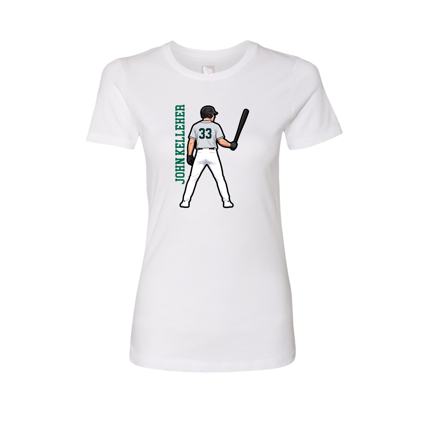 Womens Tee — Name Vertical in White