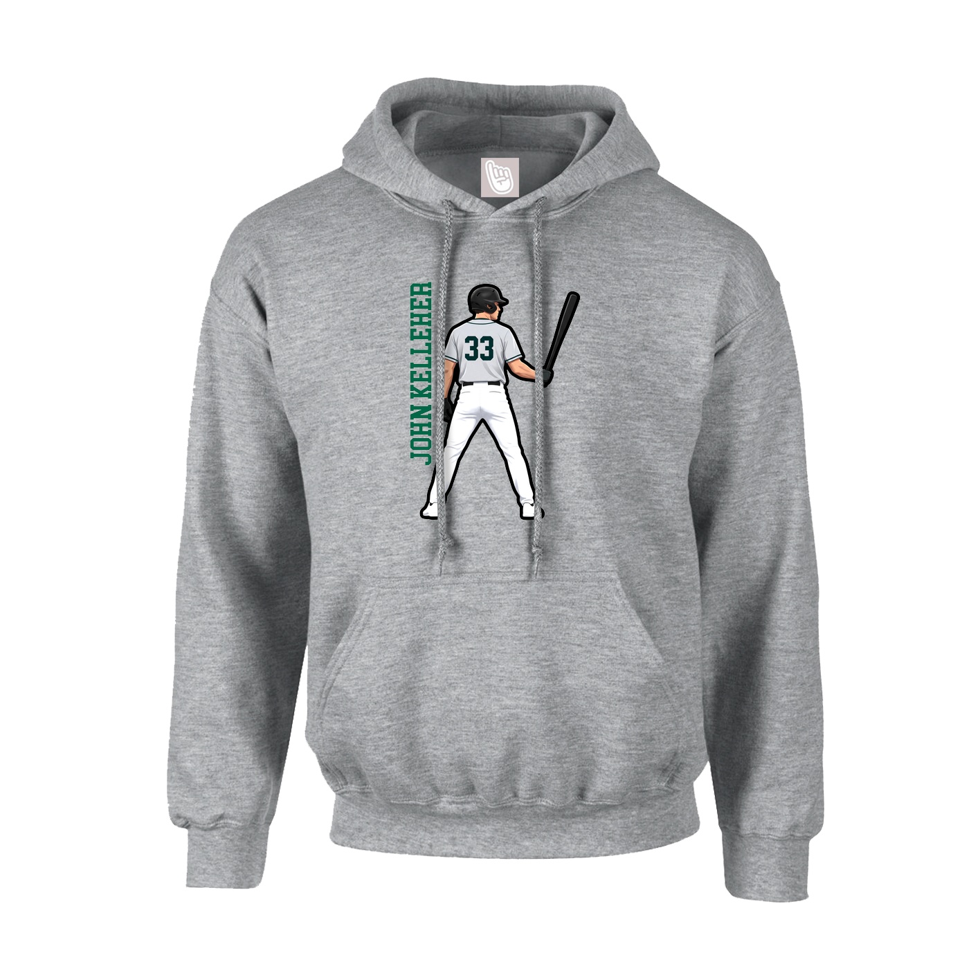 Hoodie — Name Vertical in Grey