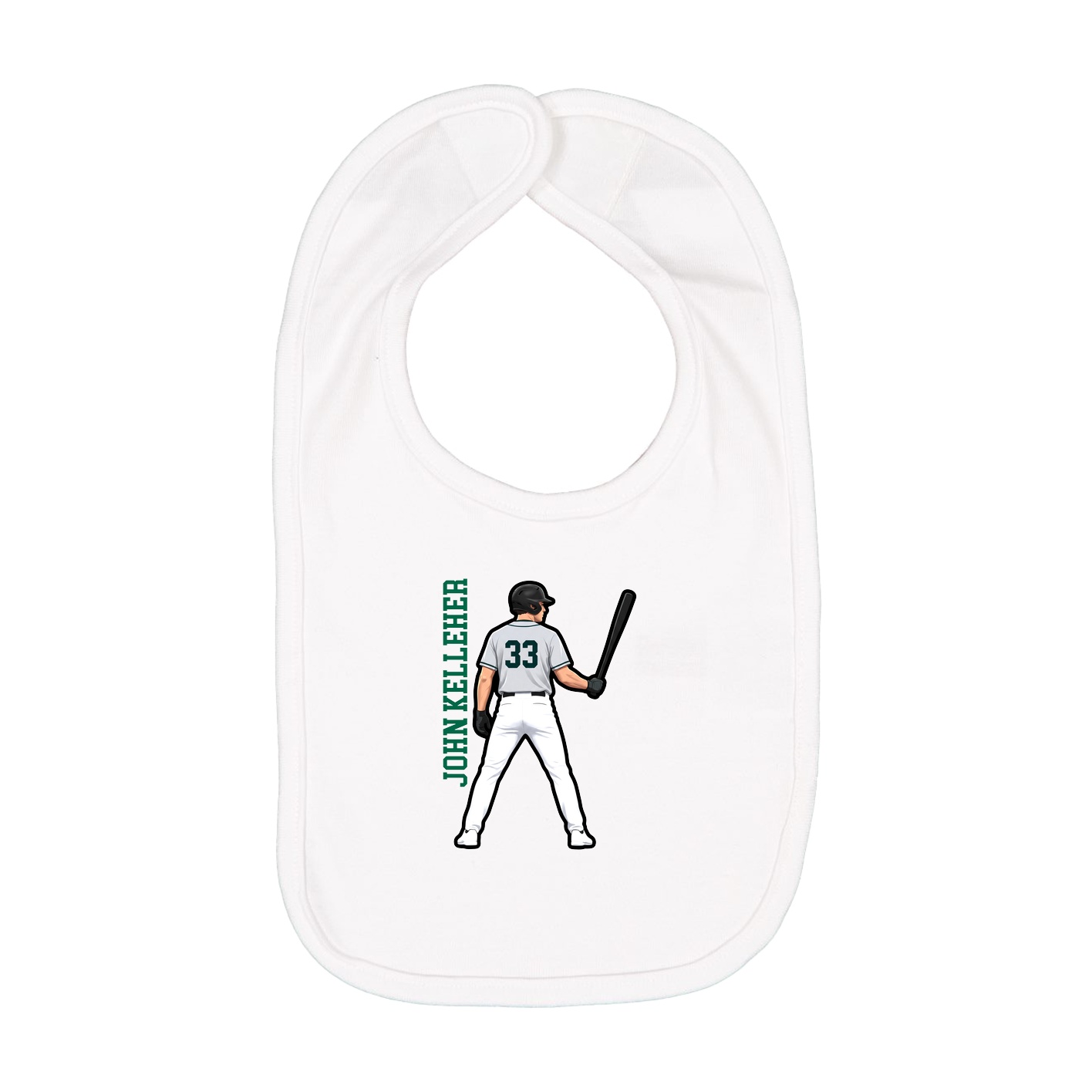 Infant Bib — Name Vertical in White