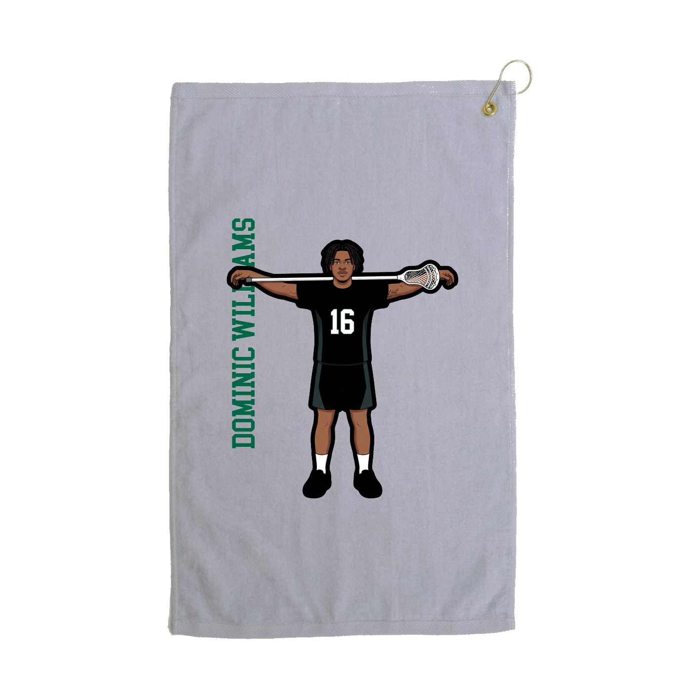 Golf Towel — Name Vertical in Grey