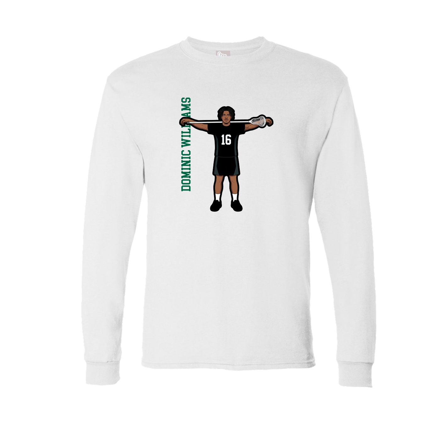 Long Sleeve Tee — Name Vertical in White