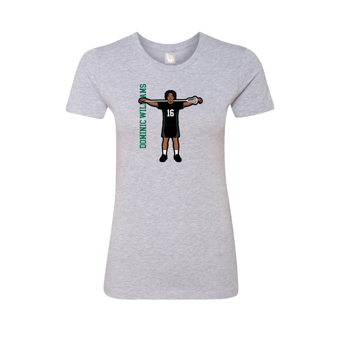 Fitted Women's Tee — Name Vertical in Grey