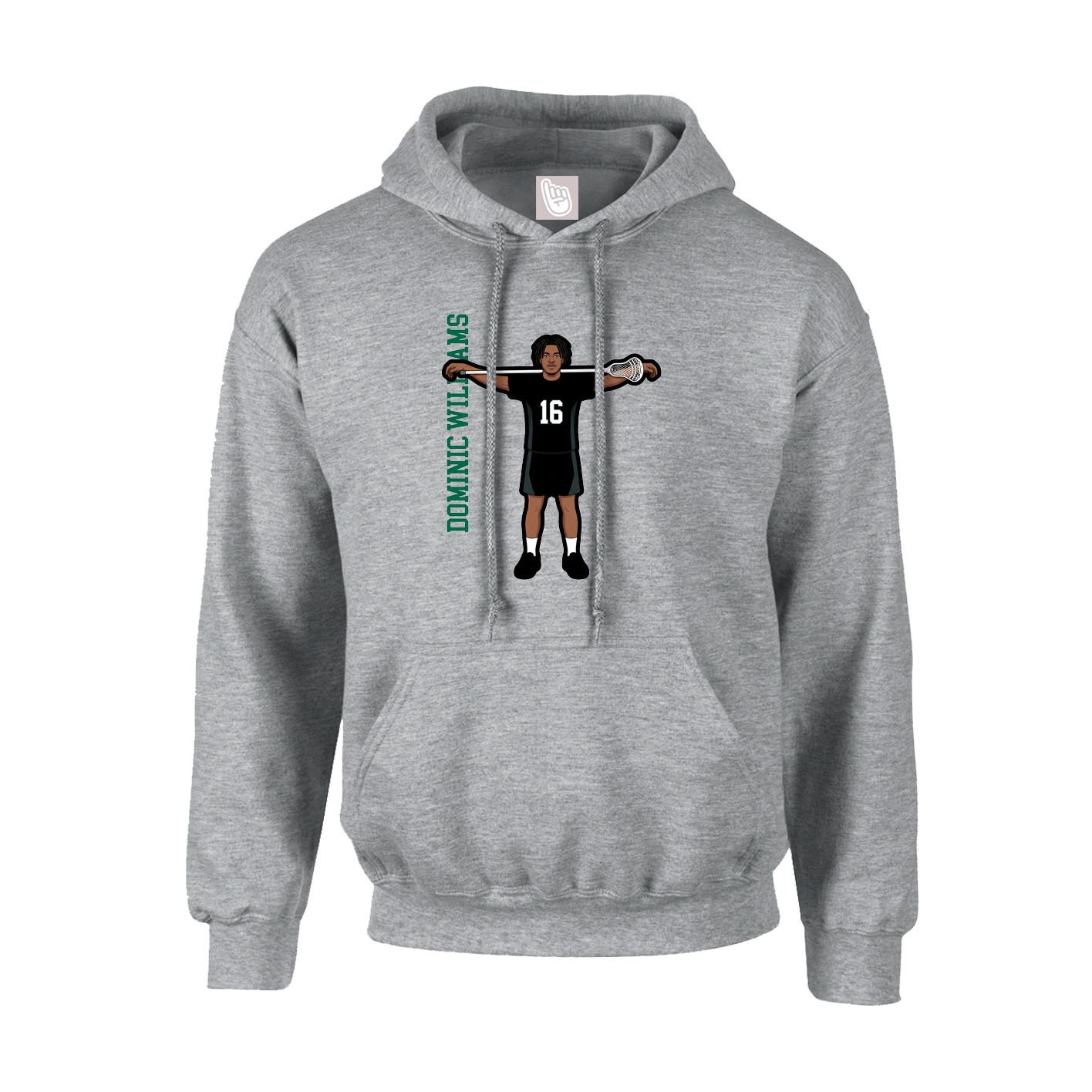 Hoodie — Name Vertical in Grey