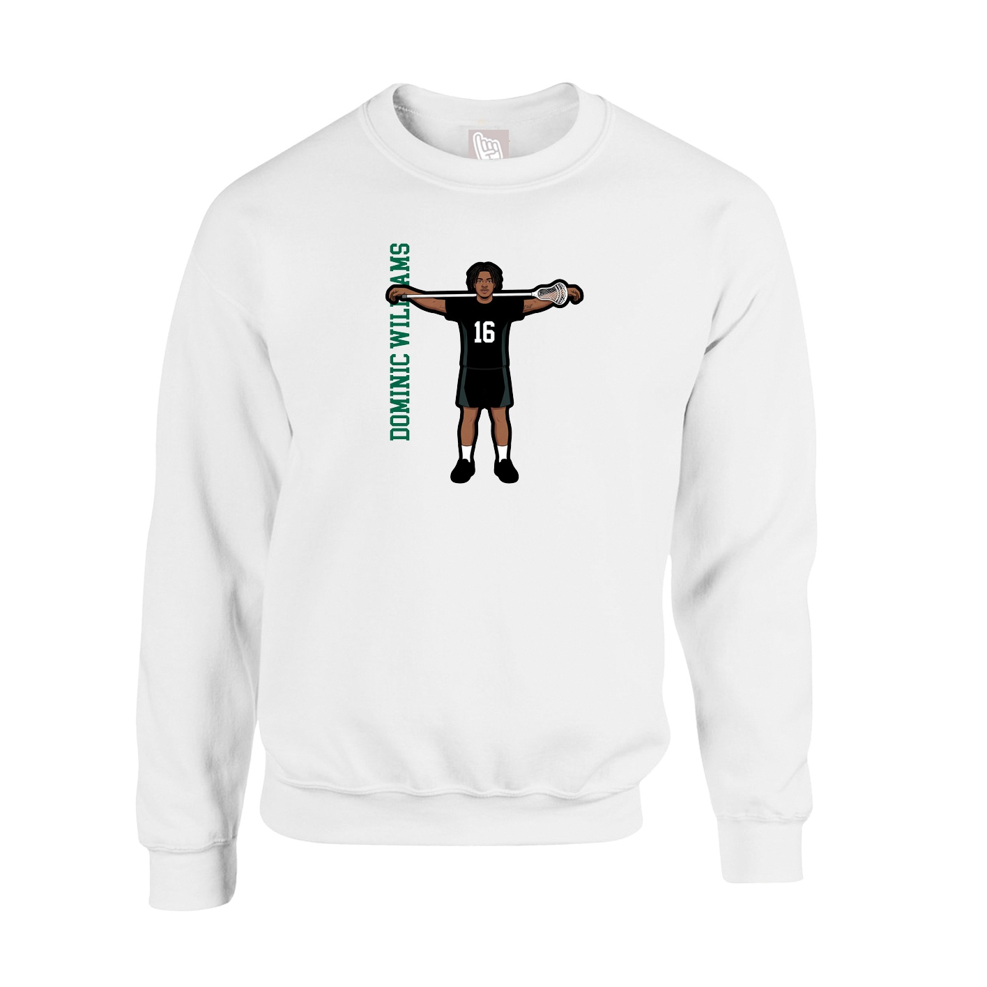 Fleece Crew — Name Vertical in White