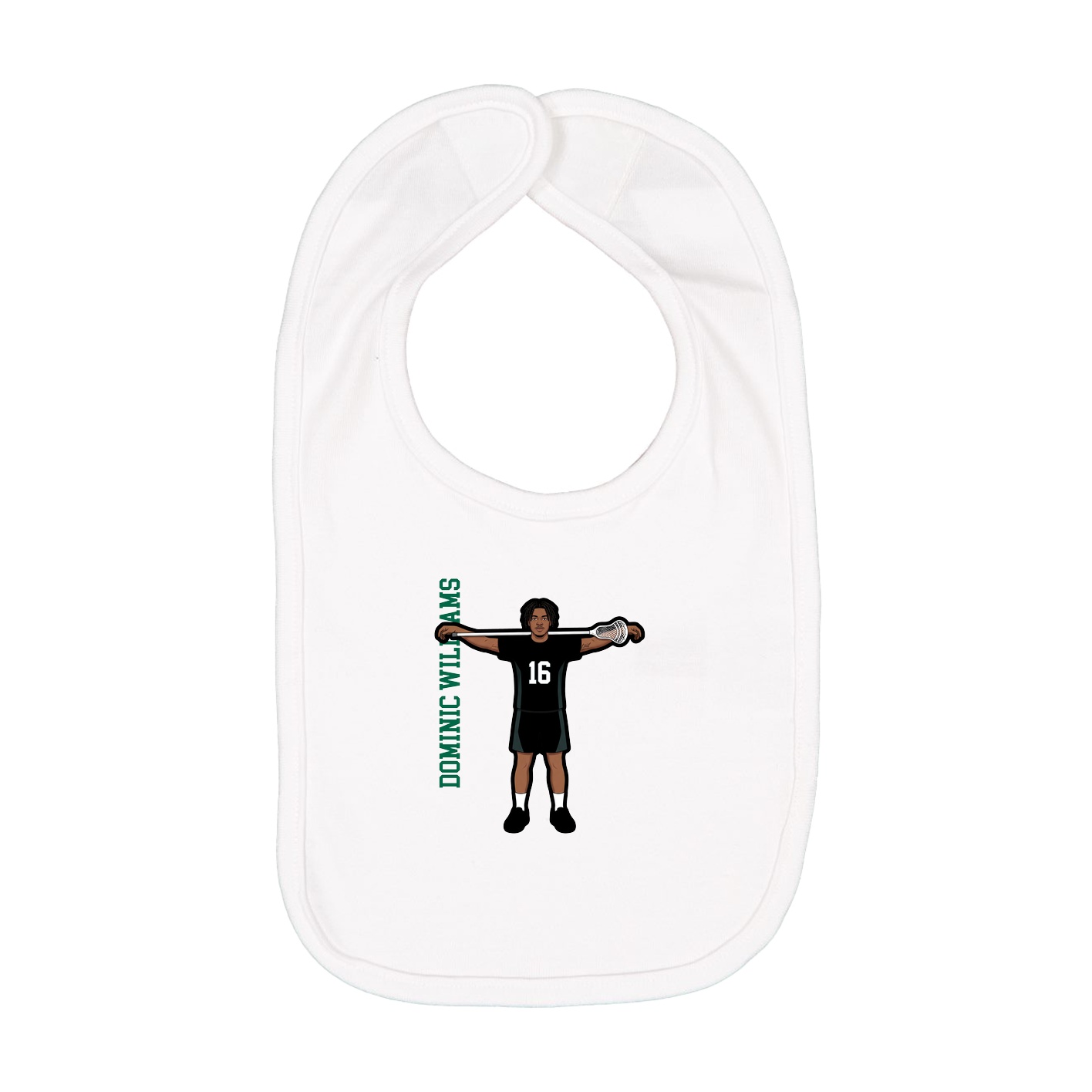 Infant Bib — Name Vertical in White