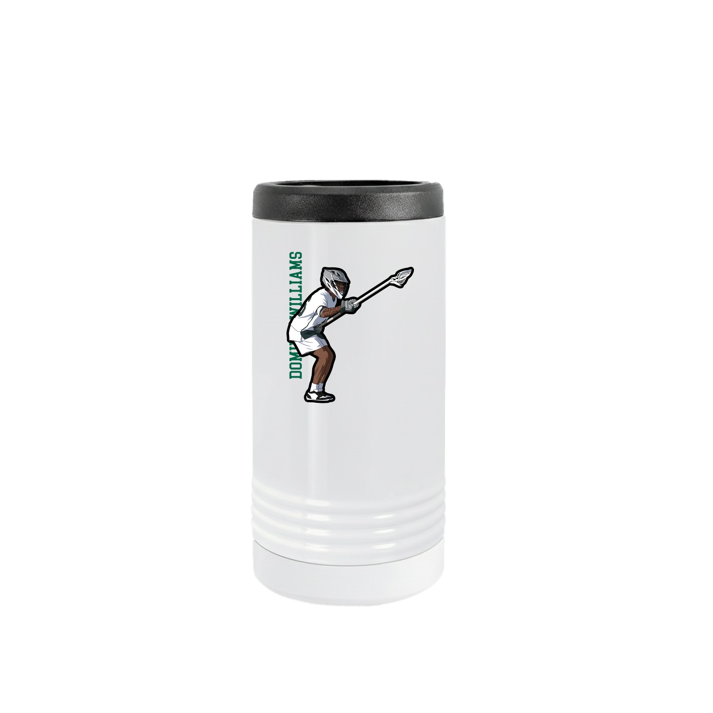 Slim Beverage Holder — Name Vertical in White