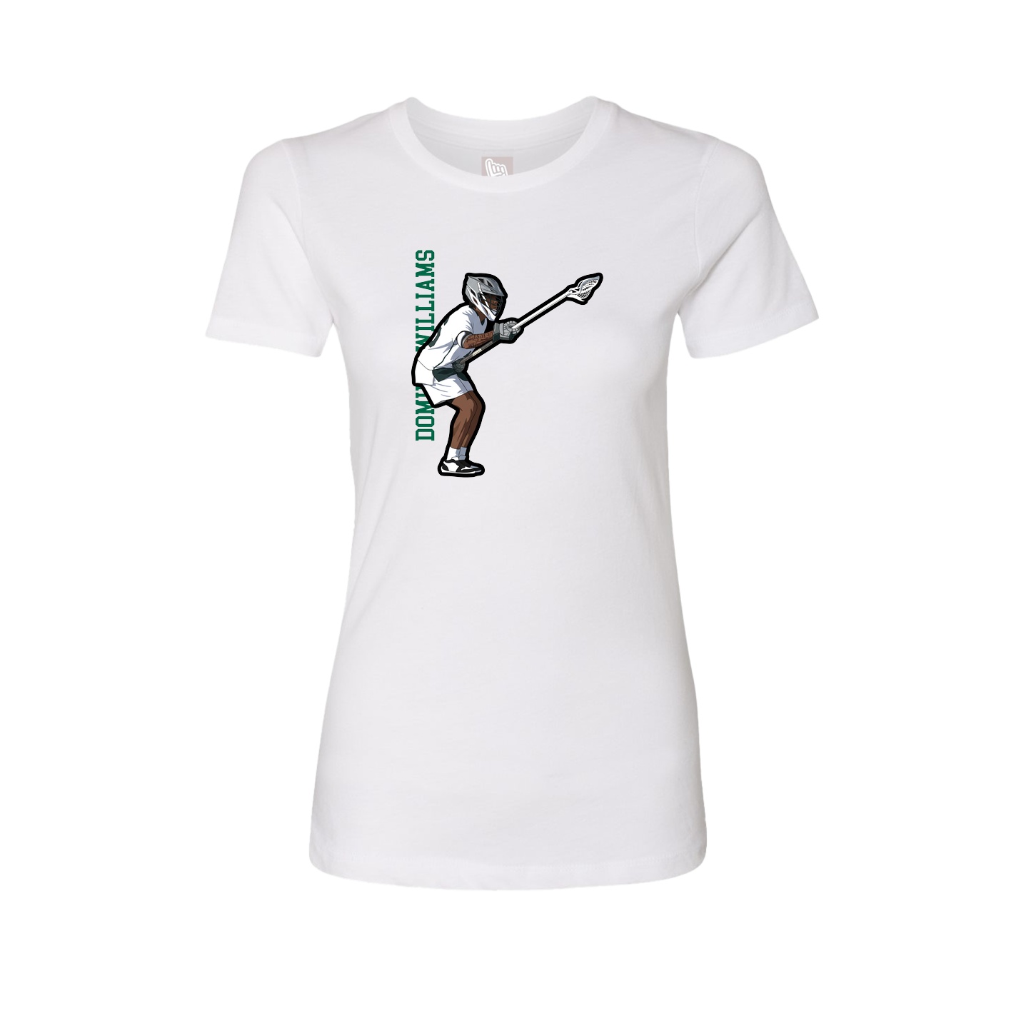 Fitted Women's Tee — Name Vertical in White