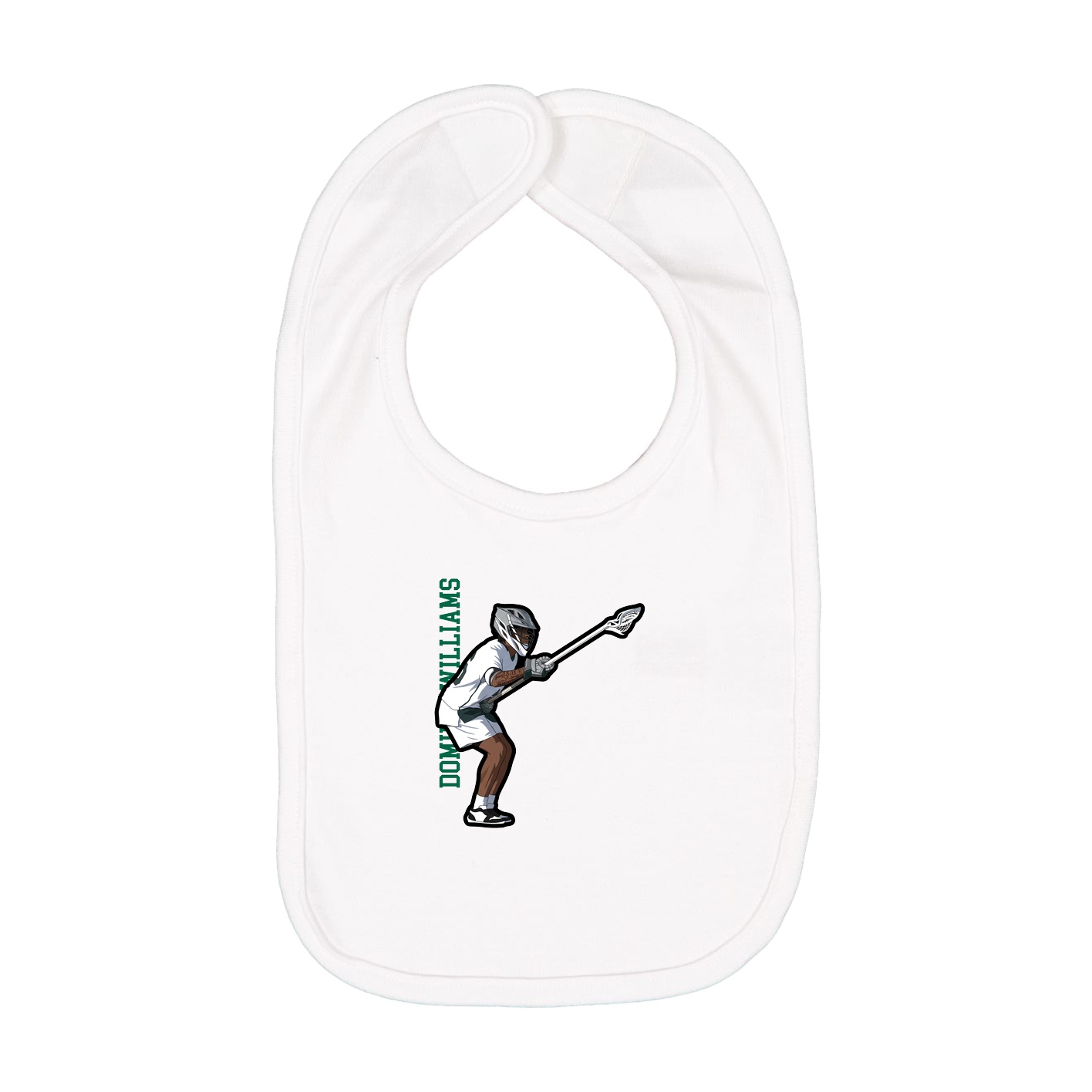 Infant Bib — Name Vertical in White