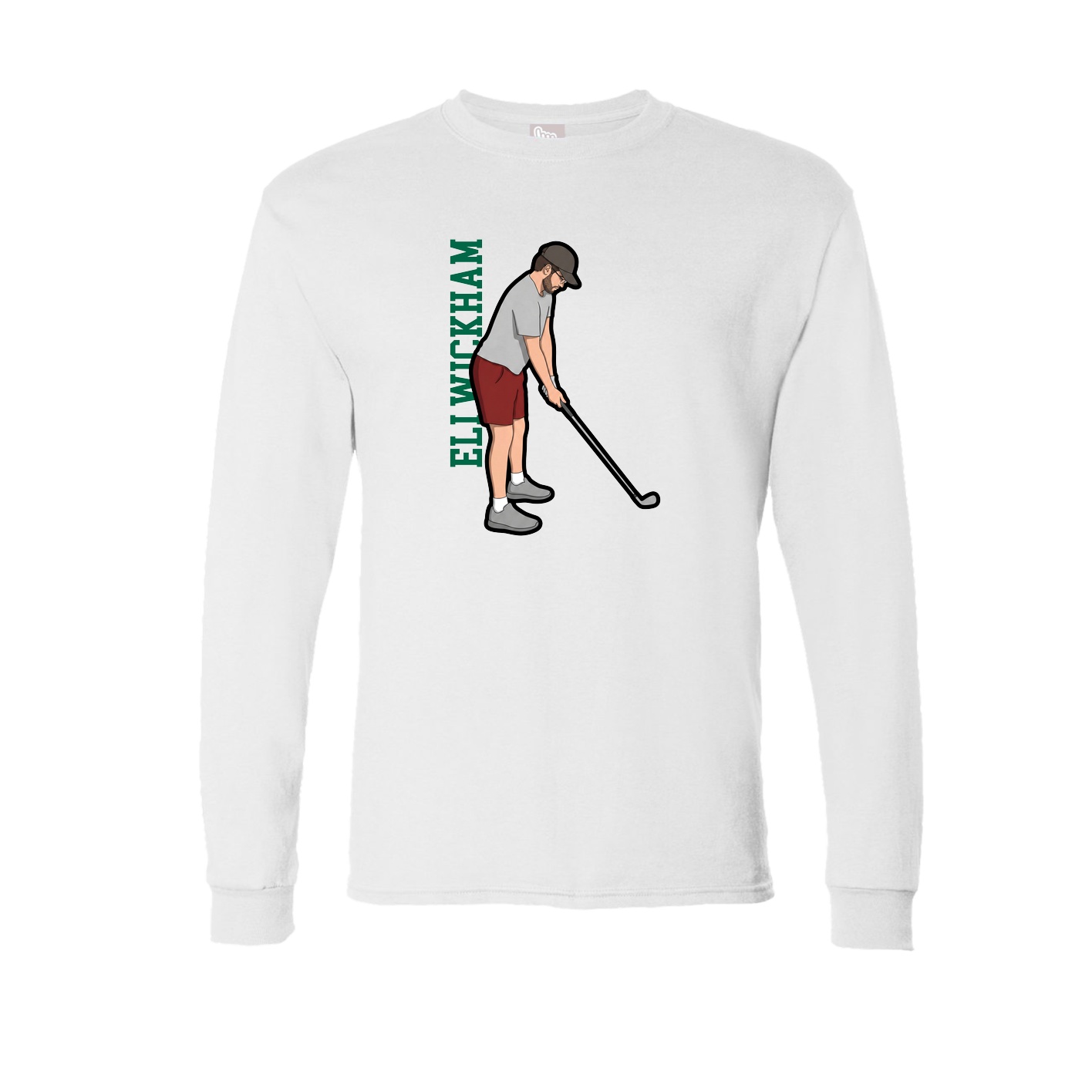 Long Sleeve Tee — Name Vertical in White