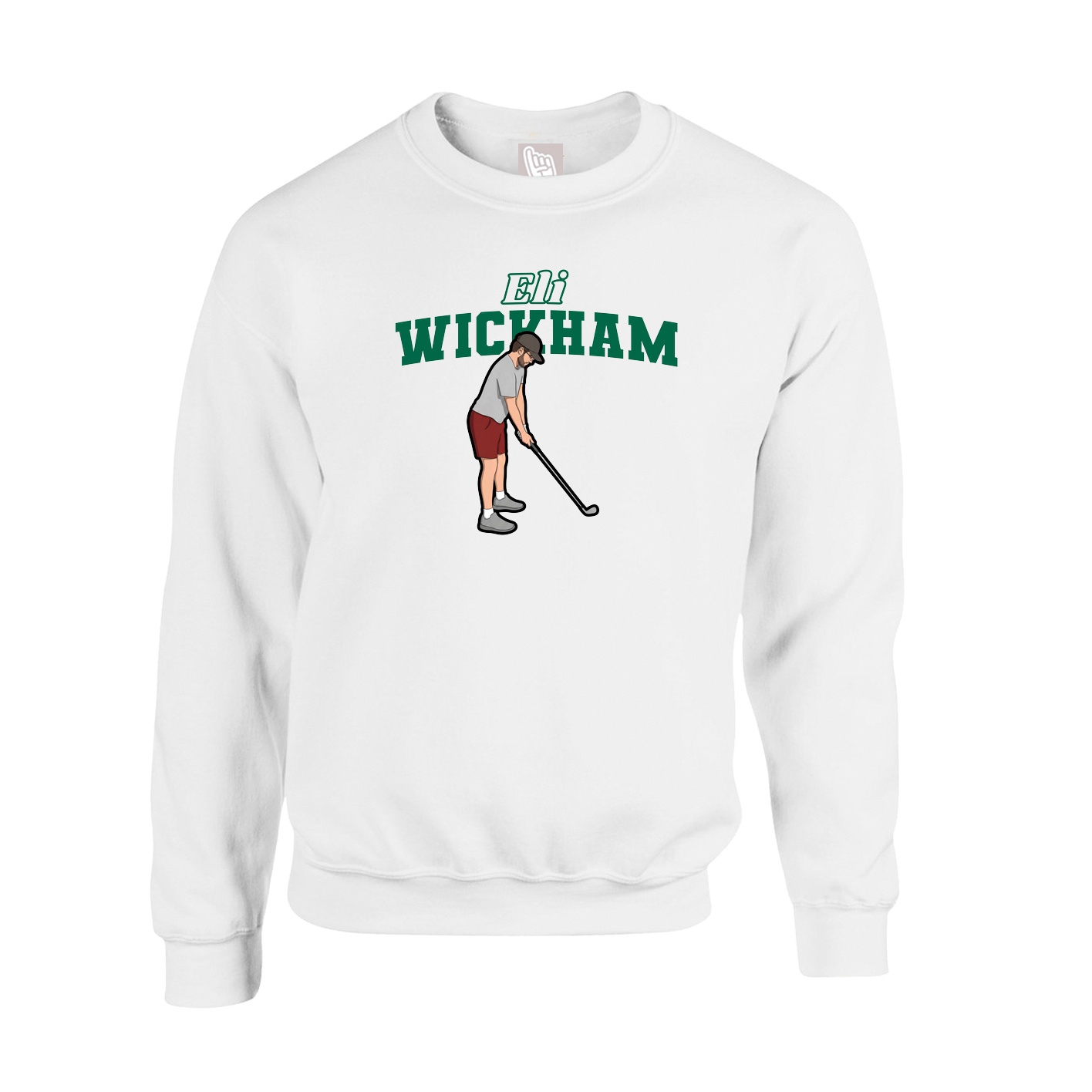 Fleece Crew — Name Arch in White