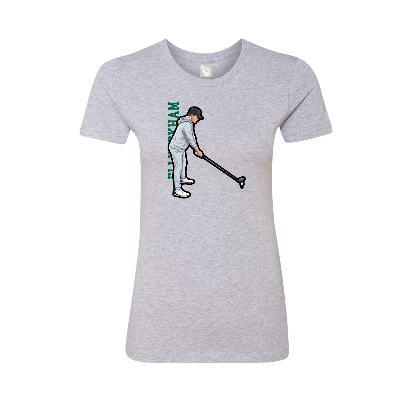 Fitted Women's Tee — Name Vertical in Grey