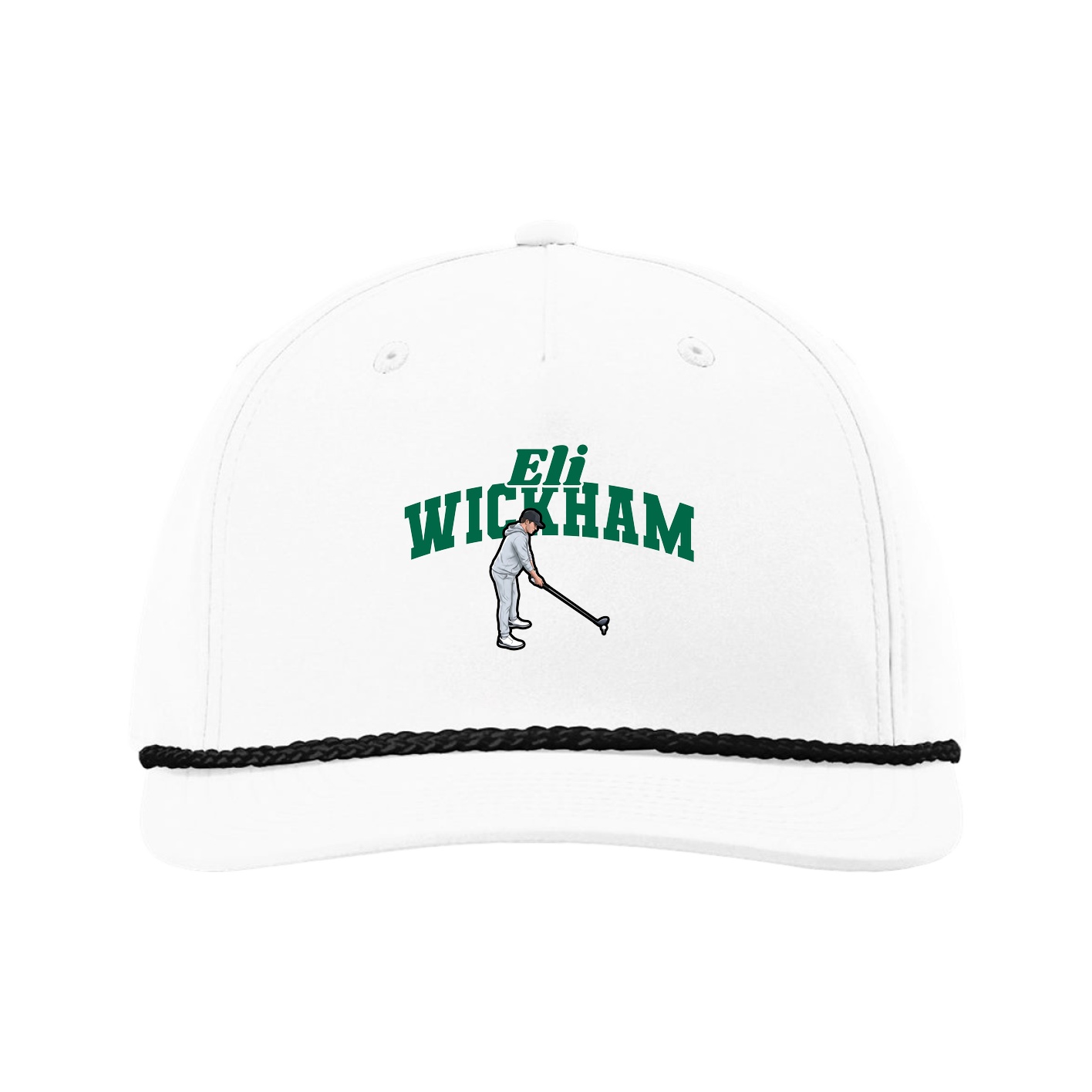 Five-Panel Classic Rope Cap — Signature Arch in White