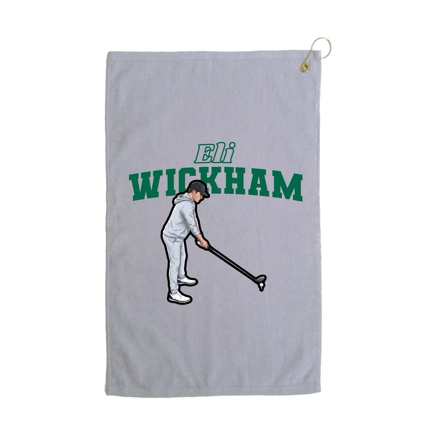 Golf Towel — Name Arch in Grey