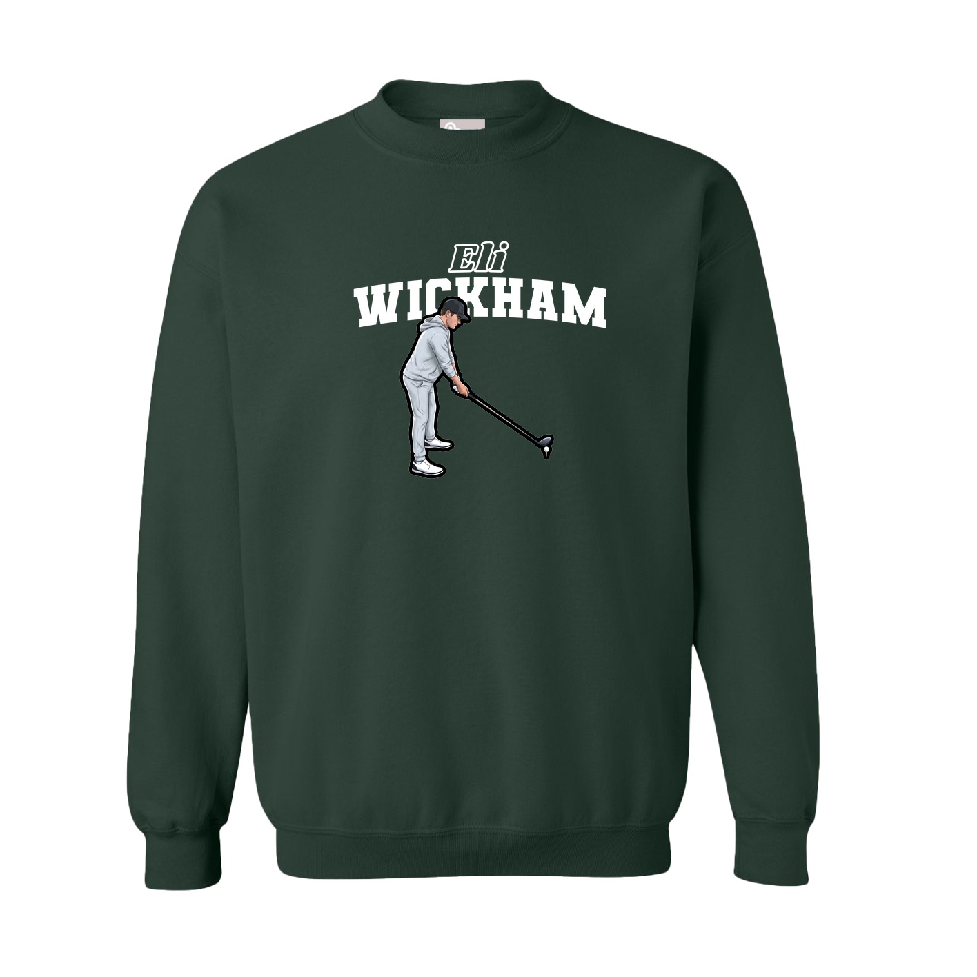 Fleece Crew — Name Arch in Green