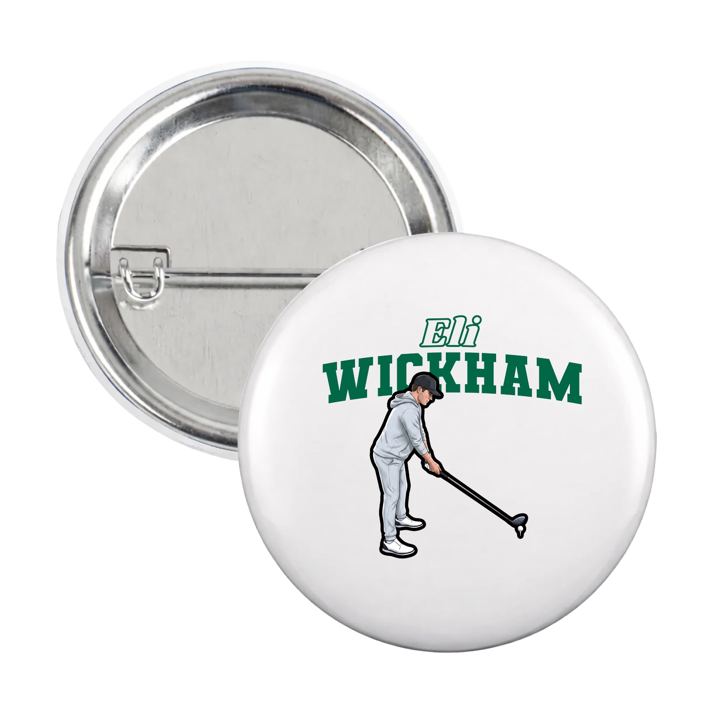 Game Day Button — Name Arch in White