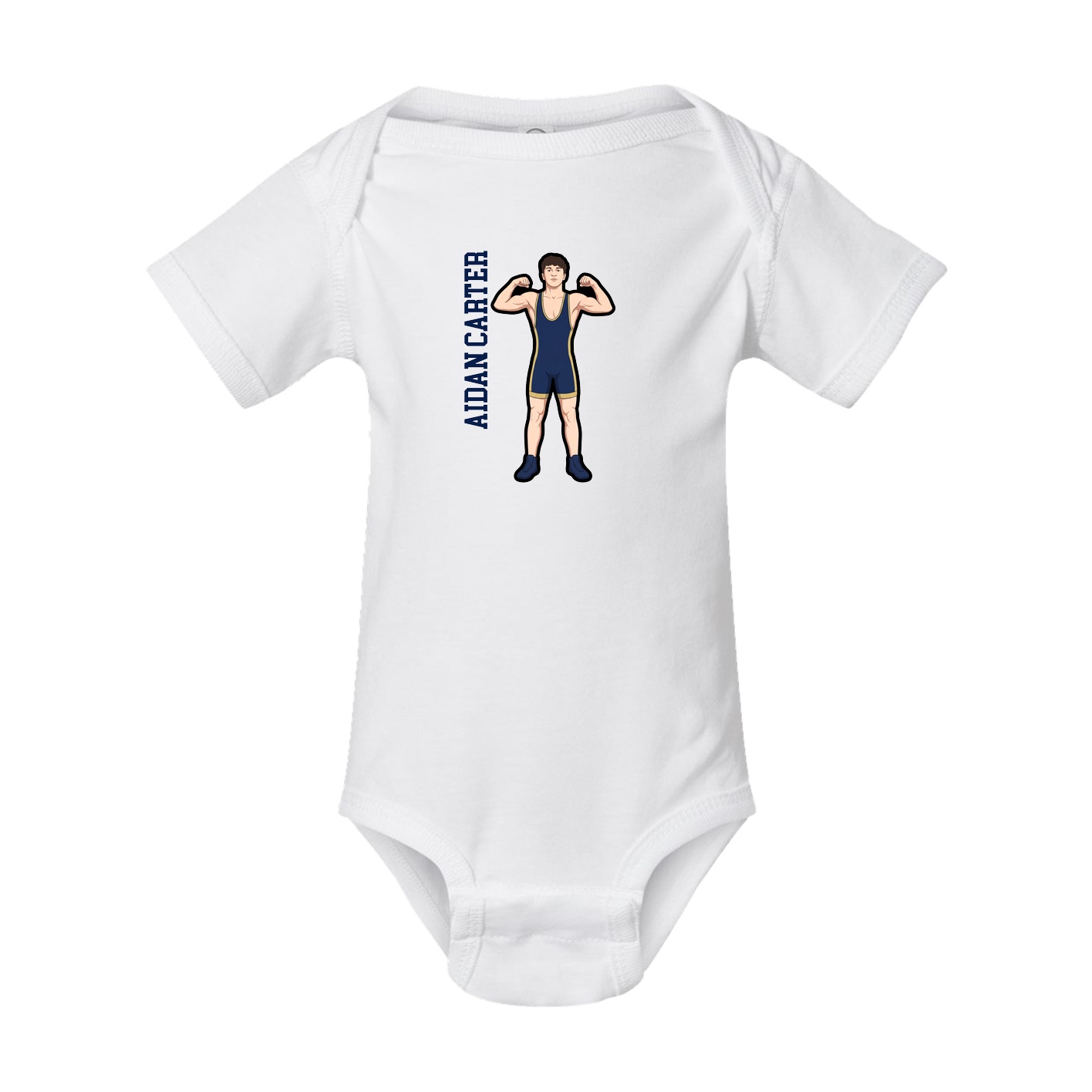 Baby Onesie — Name Vertical in White