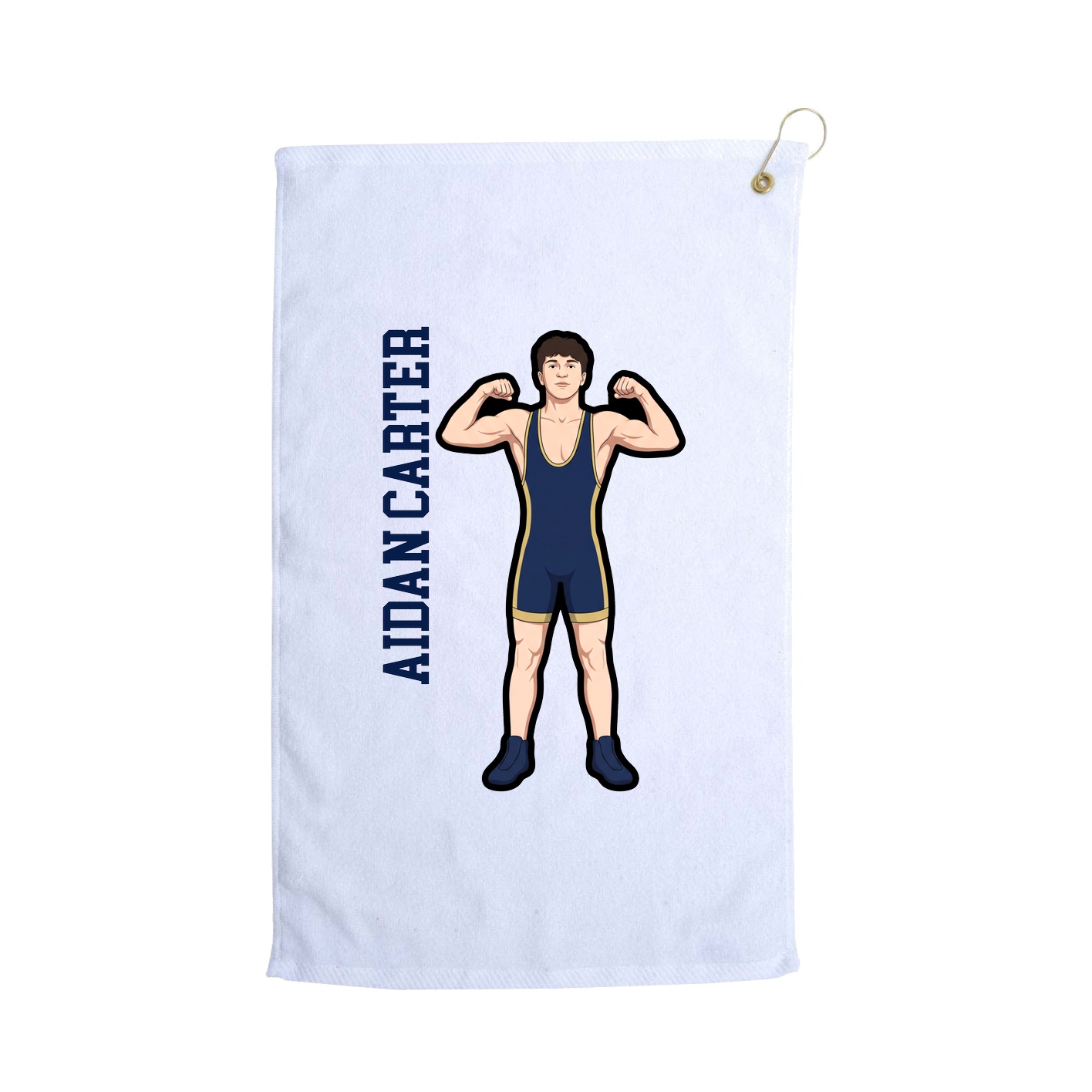 Golf Towel — Name Vertical in White