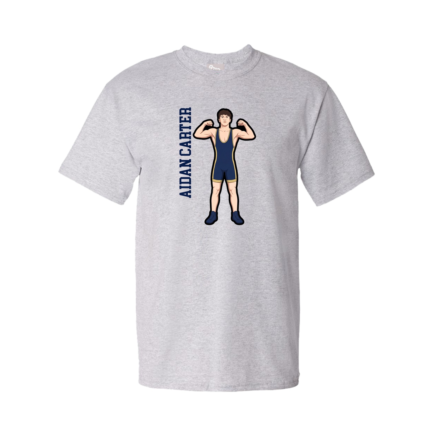 Tee — Name Vertical in Grey