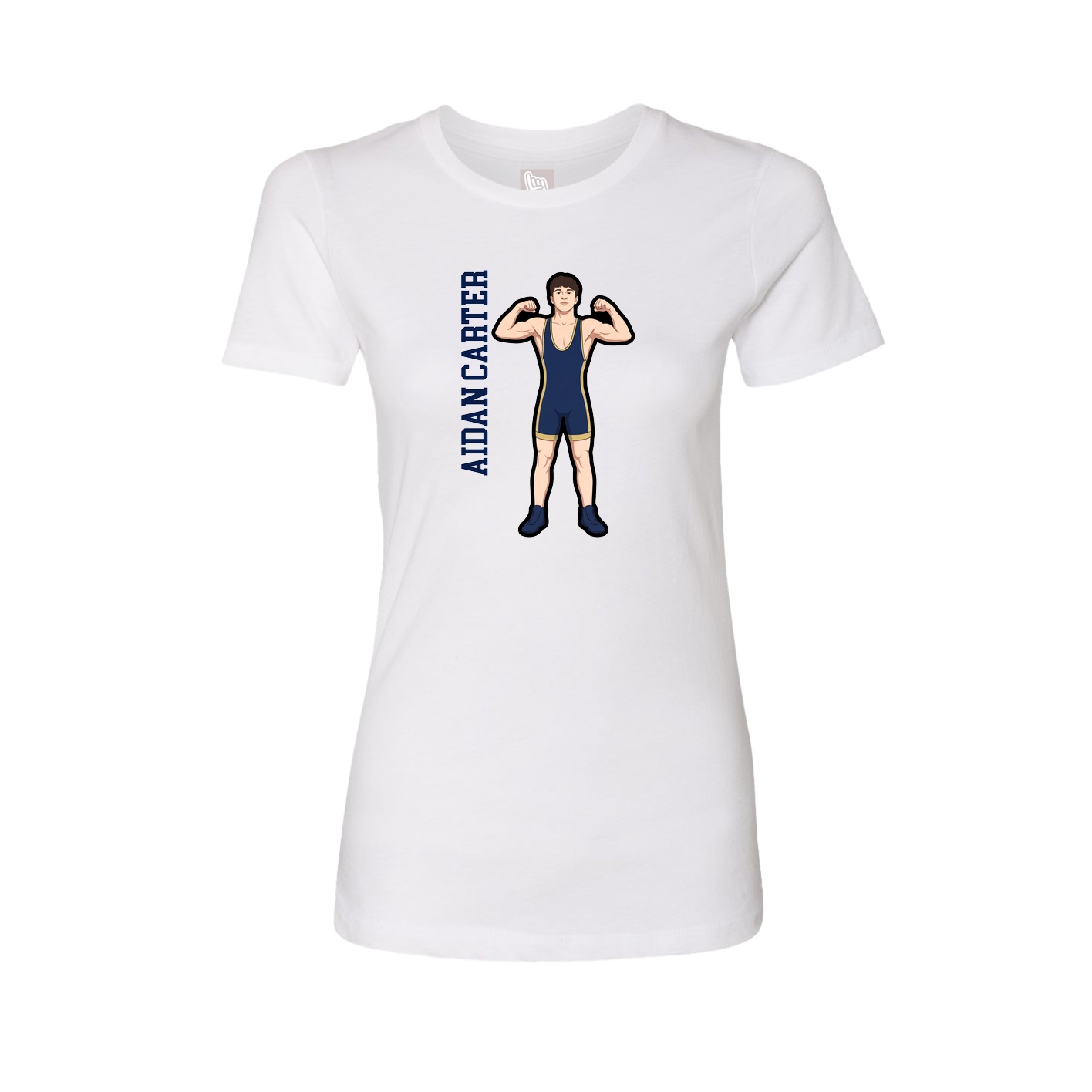 Womens Tee — Name Vertical in White
