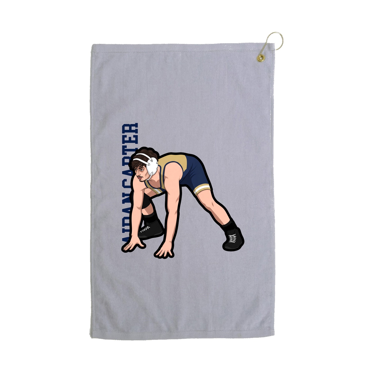 Golf Towel — Name Vertical in Grey