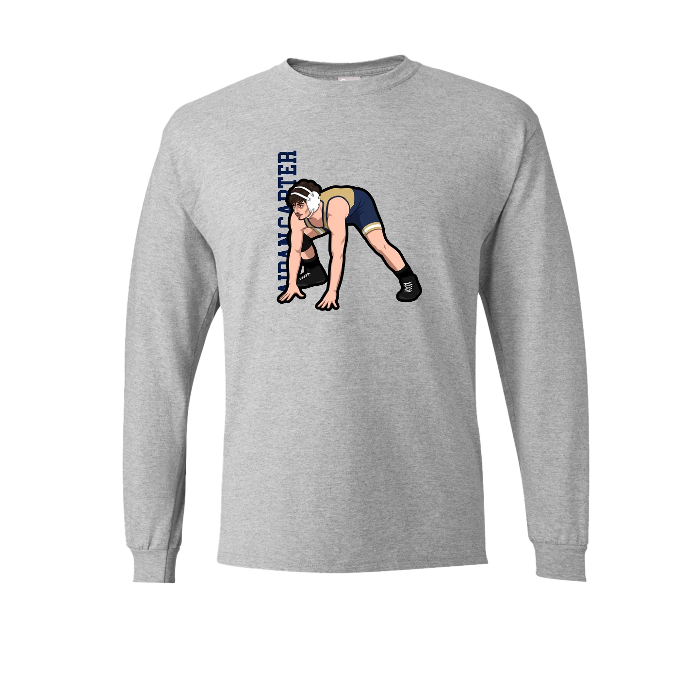 Long Sleeve Tee — Name Vertical in Grey