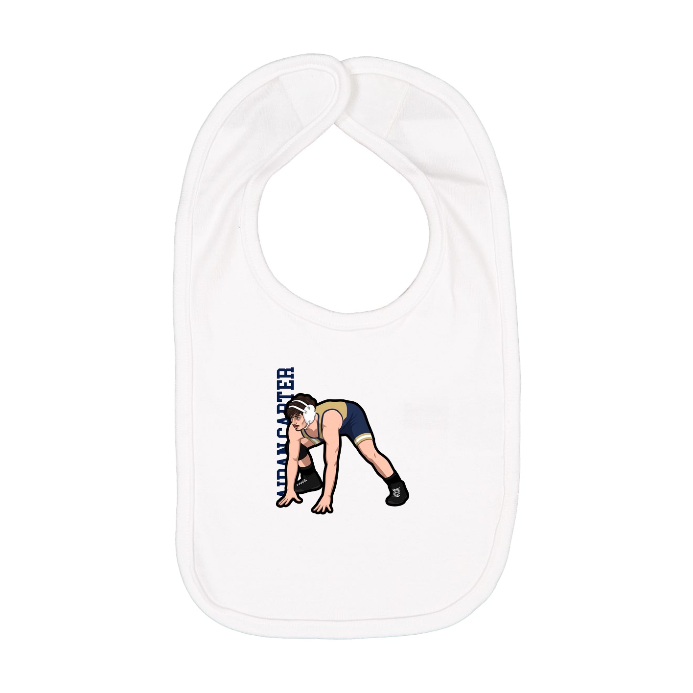 Infant Bib — Name Vertical in White
